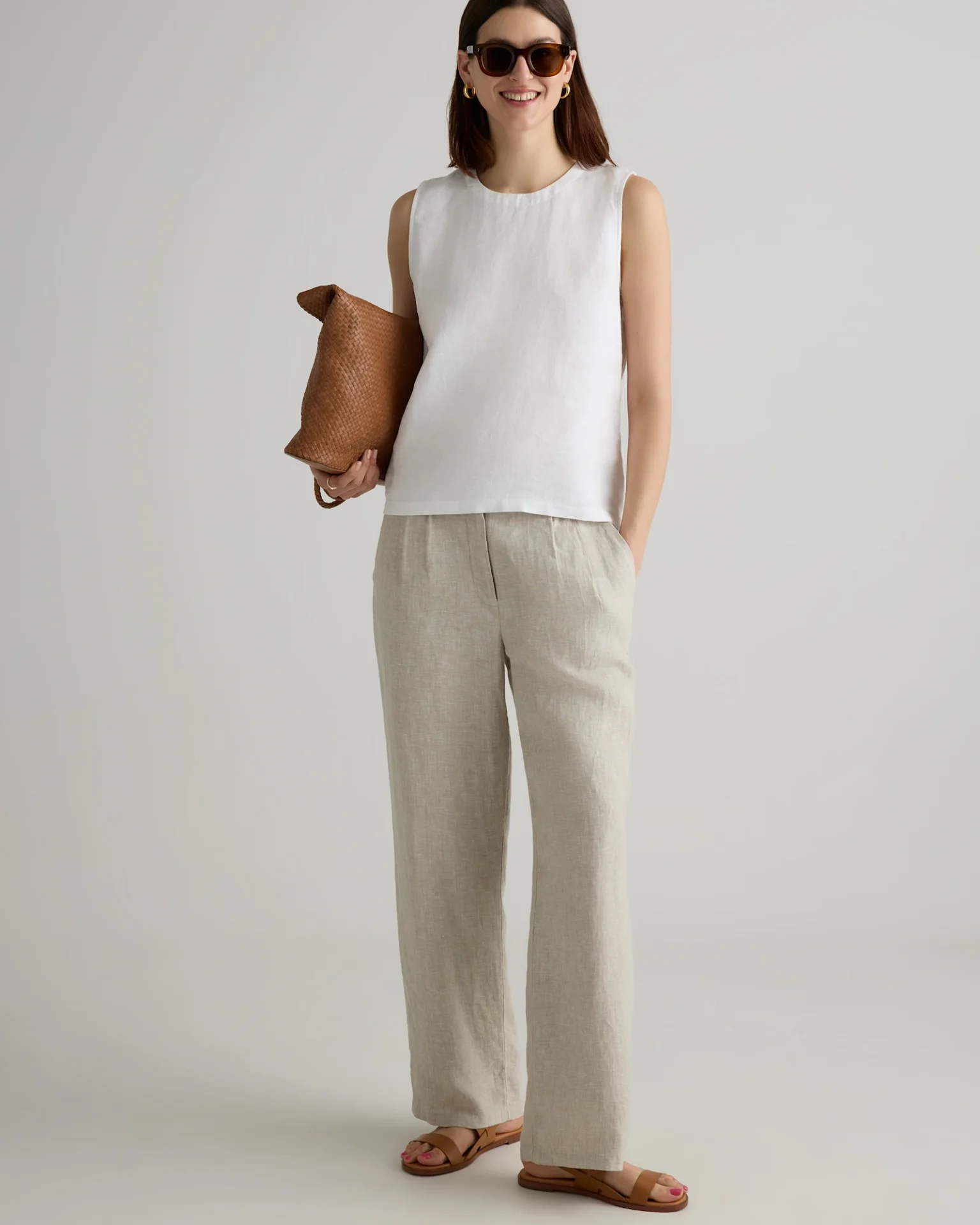 100% European Linen Tank (White)