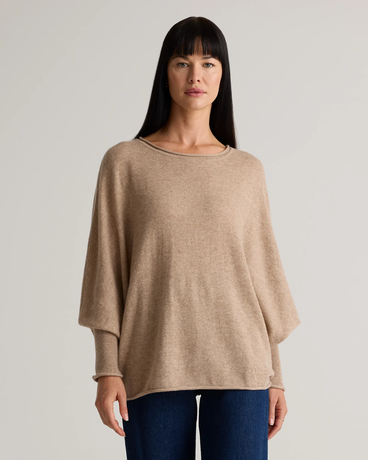 Mongolian Cashmere Batwing Sweater (Oatmeal)
