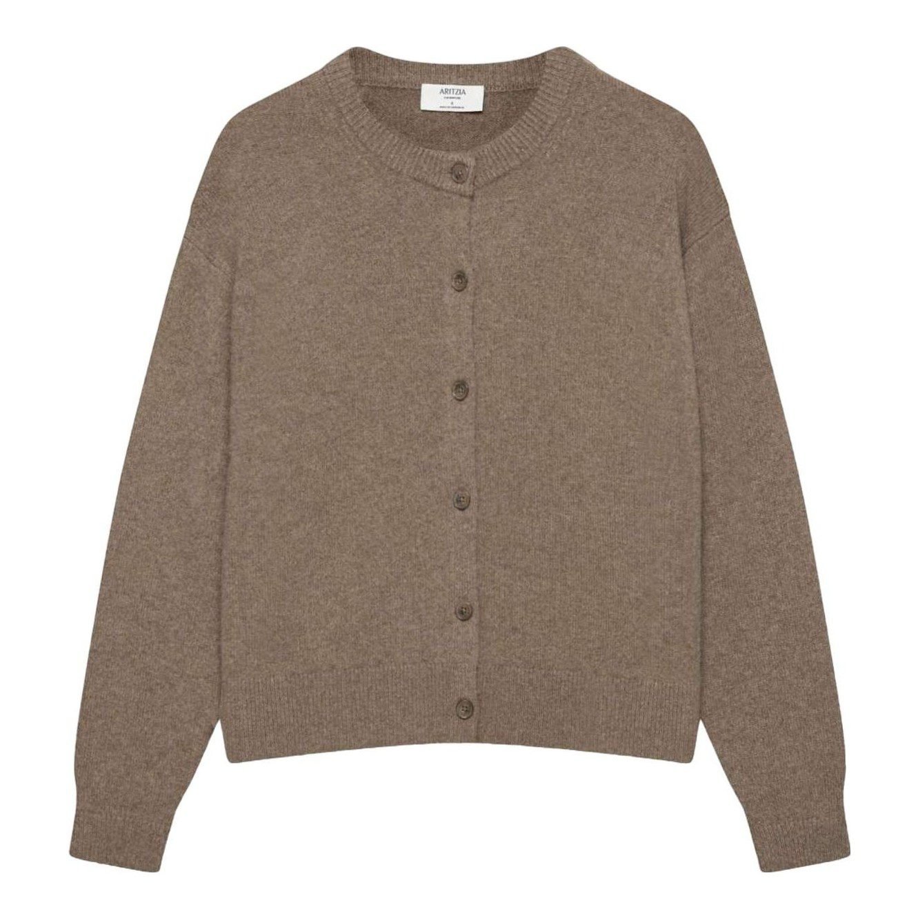 Essential Cashmere Relaxed Crew Cardigan (Heather Chrome)