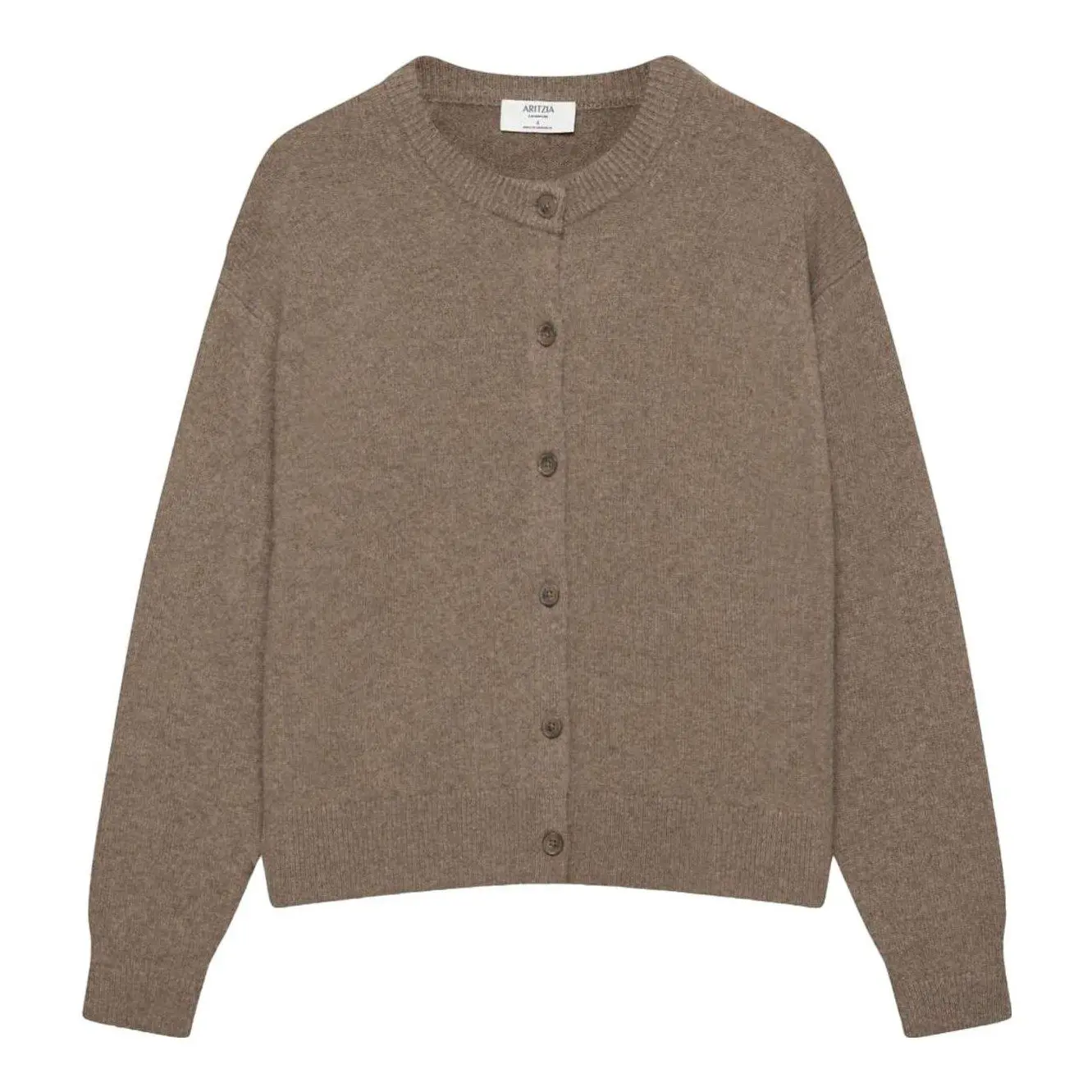 Essential Cashmere Relaxed Crew Cardigan (Heather Chrome)
