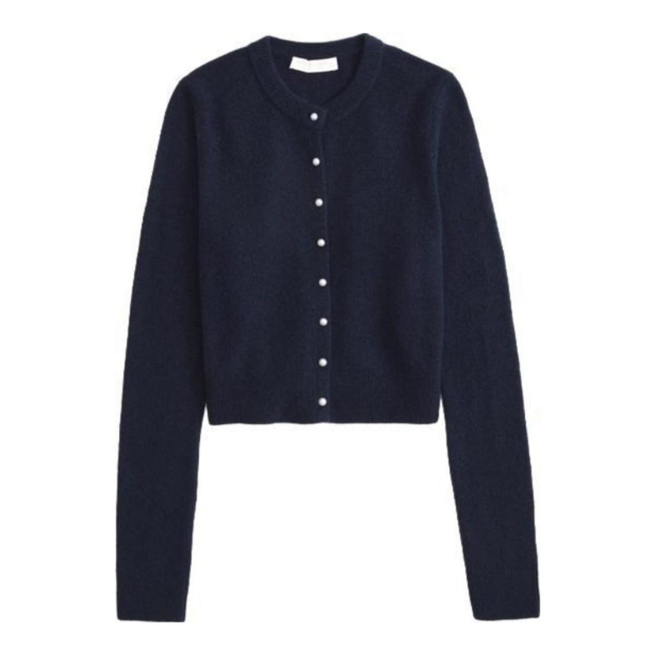Merino Wool-Blend Shrunken Crew Cardigan (Oatmeal)