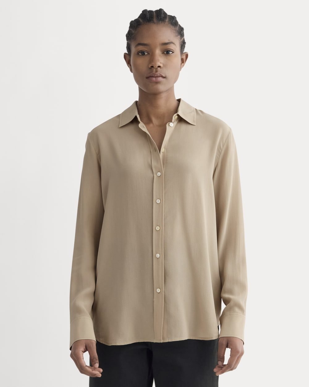 The Must-Have Shirt in Washable Silk (Burnt Sugar)