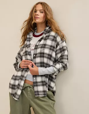 Anytime Fave Flannel Button Down Shirt (Smoked Gray)