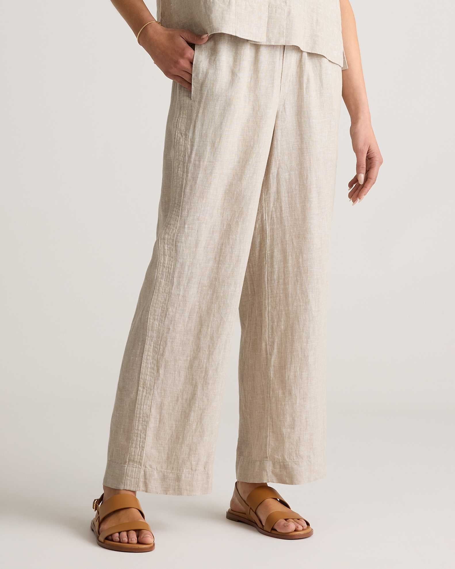 100% European Linen Wide Leg Pants (Flax)