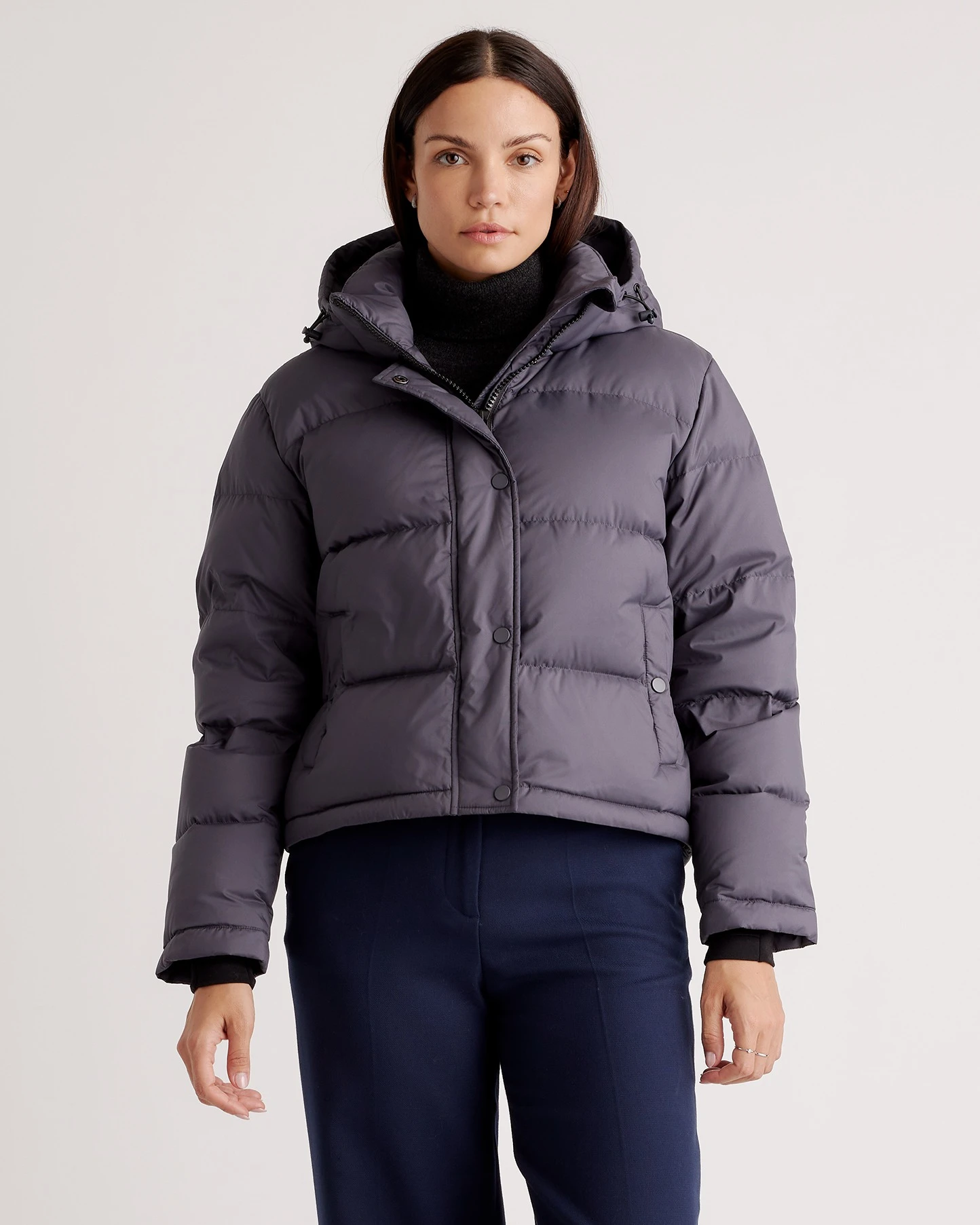 Responsible Down Cropped Puffer Jacket (Carbon Grey)