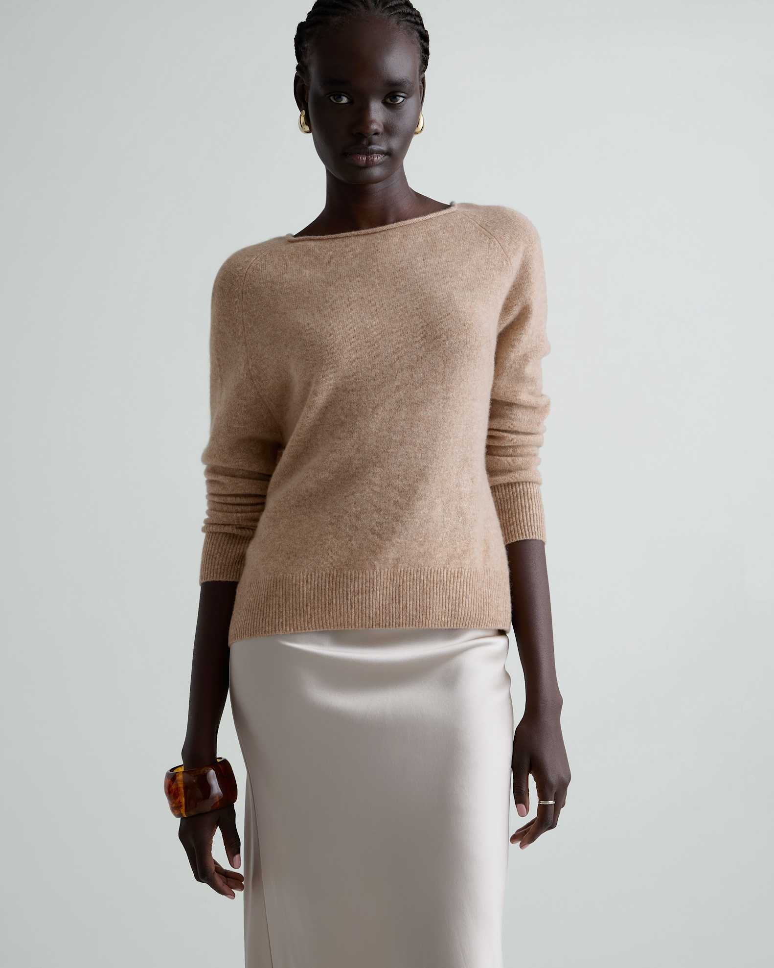 Mongolian Cashmere Boatneck Sweater (Oatmeal)