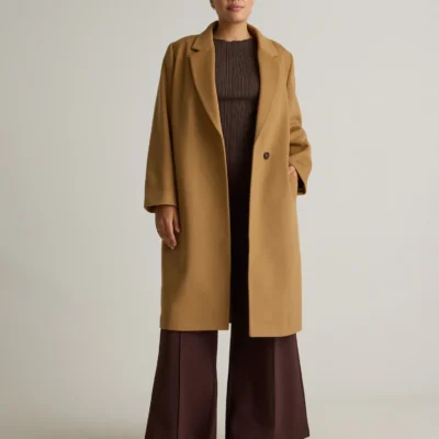 Italian Wool Classic Single-Breasted Coat (Caramel)