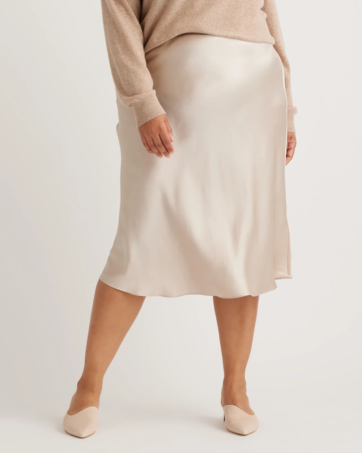 100% Washable Silk Skirt (Champagne)