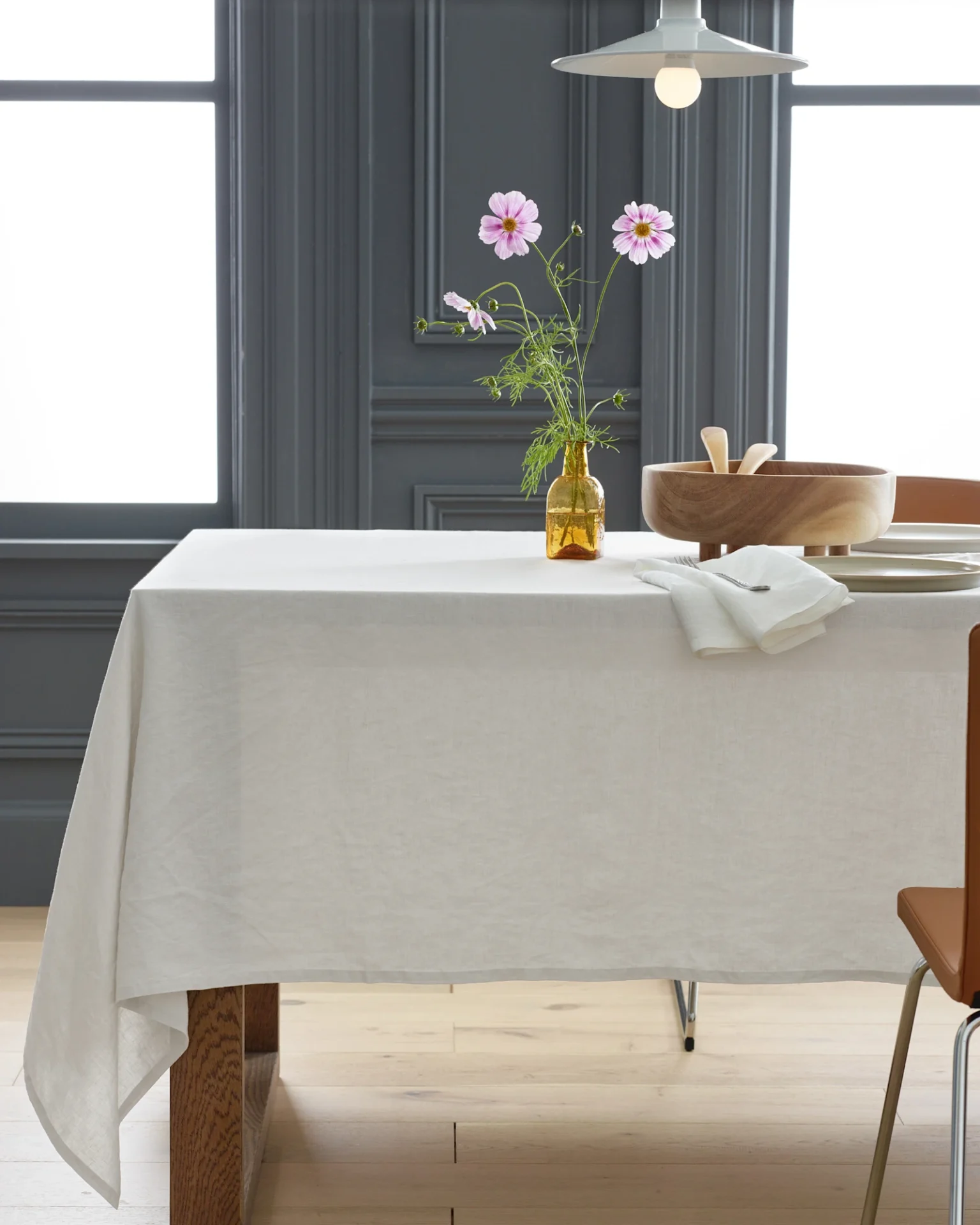European Linen Tablecloth in White