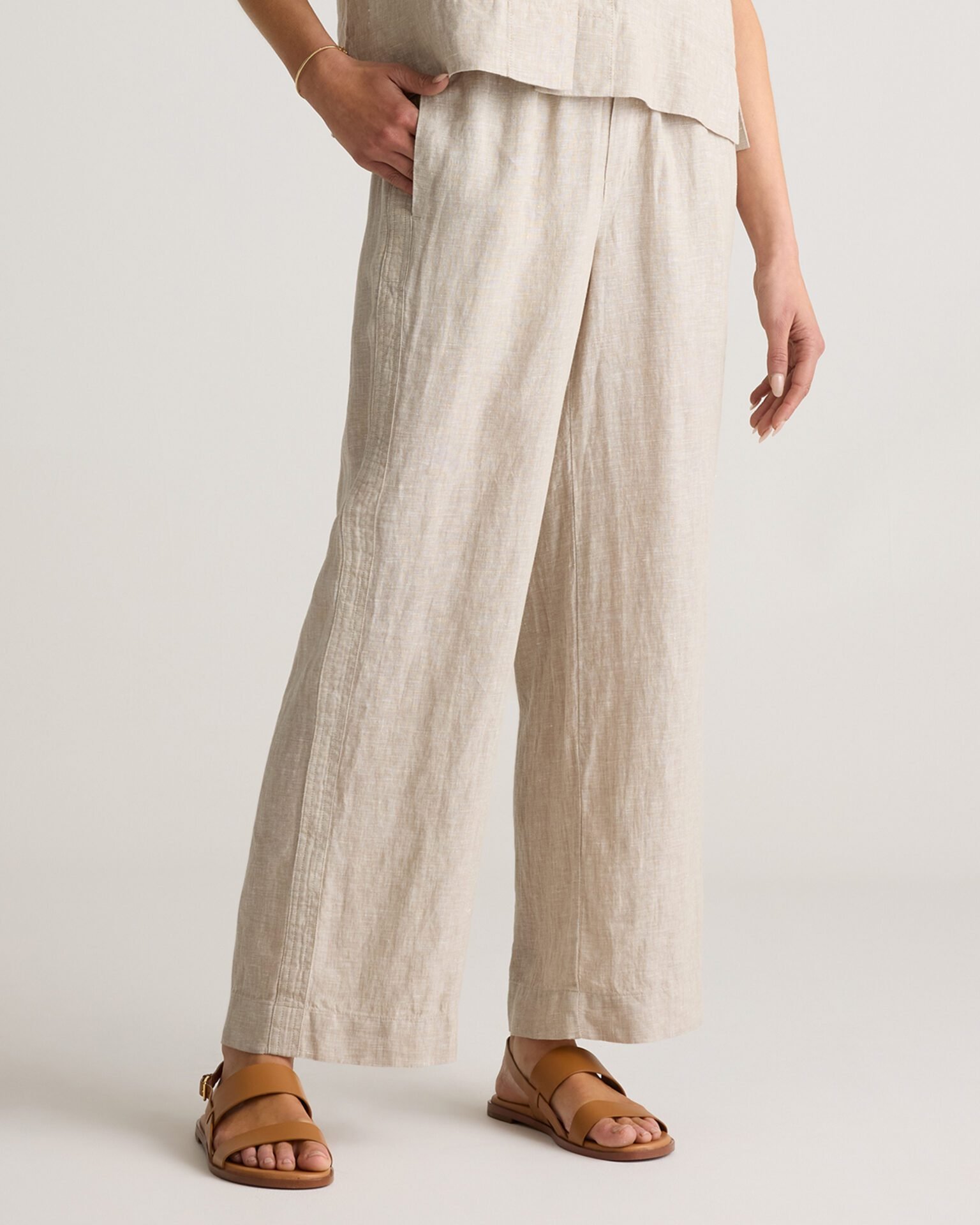 100% European Linen Wide Leg Pants (Flax)