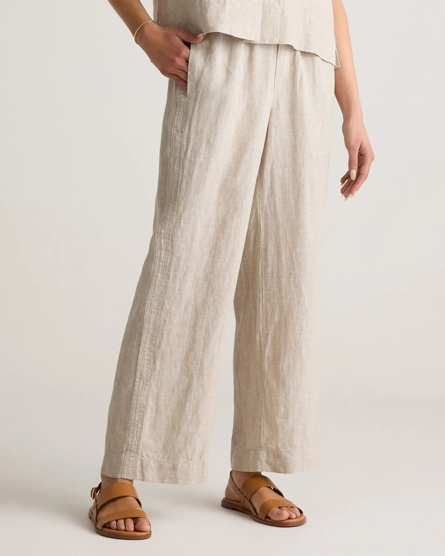 100% European Linen Wide Leg Pants (Flax)