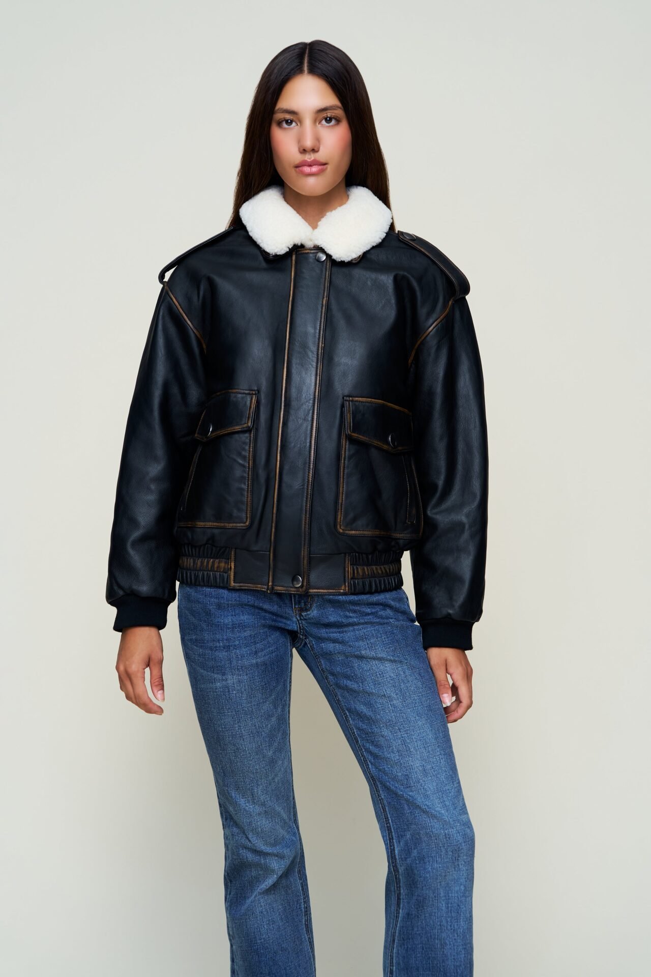 Hugo Vintage Leather Bomber (Dark Chocolate)