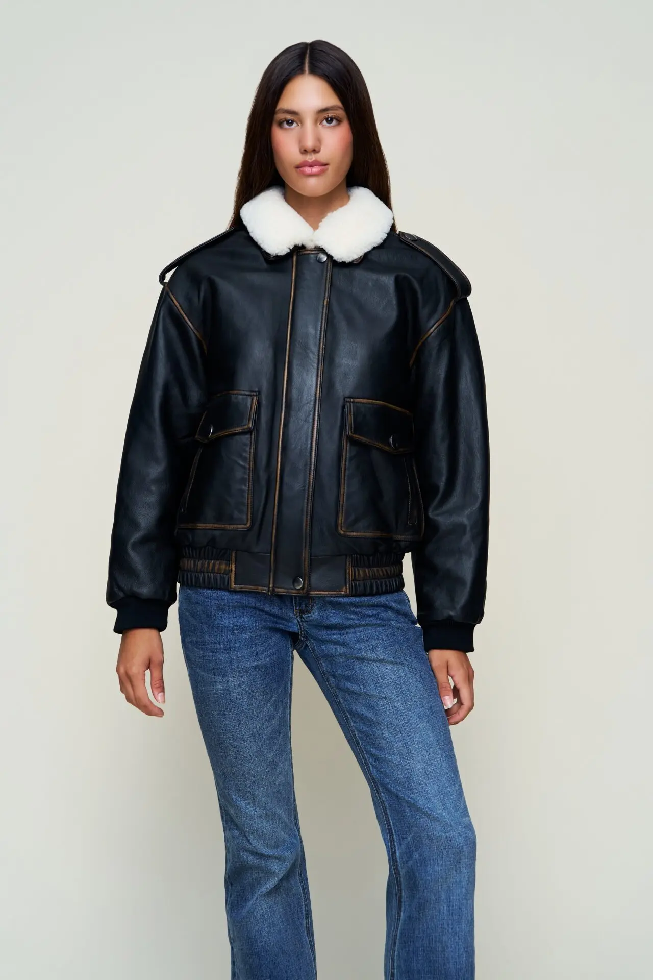Hugo Vintage Leather Bomber (Dark Chocolate)
