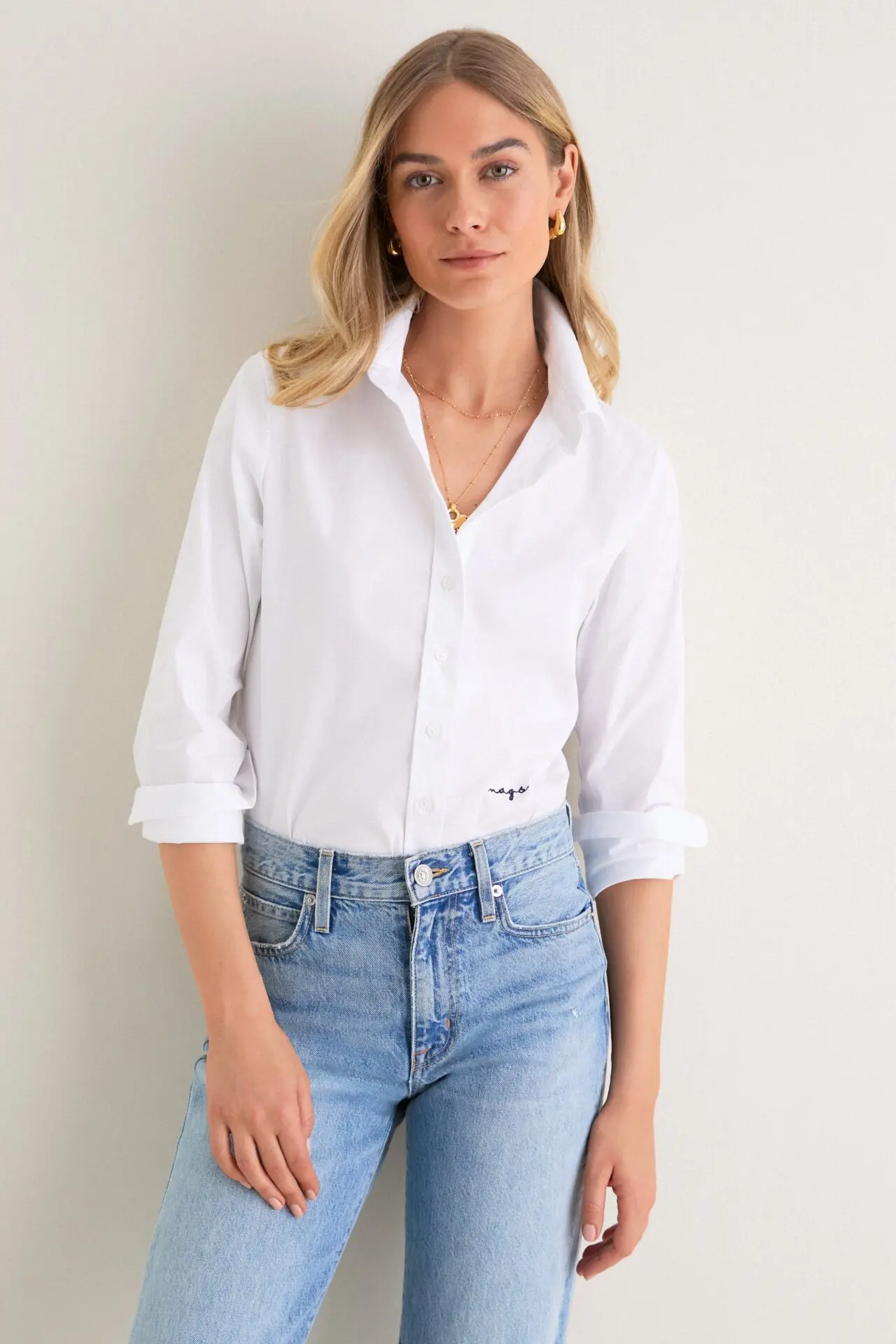 White Long Sleeve Essentials Shirt (THE SHIRT by Rochelle Behrens)