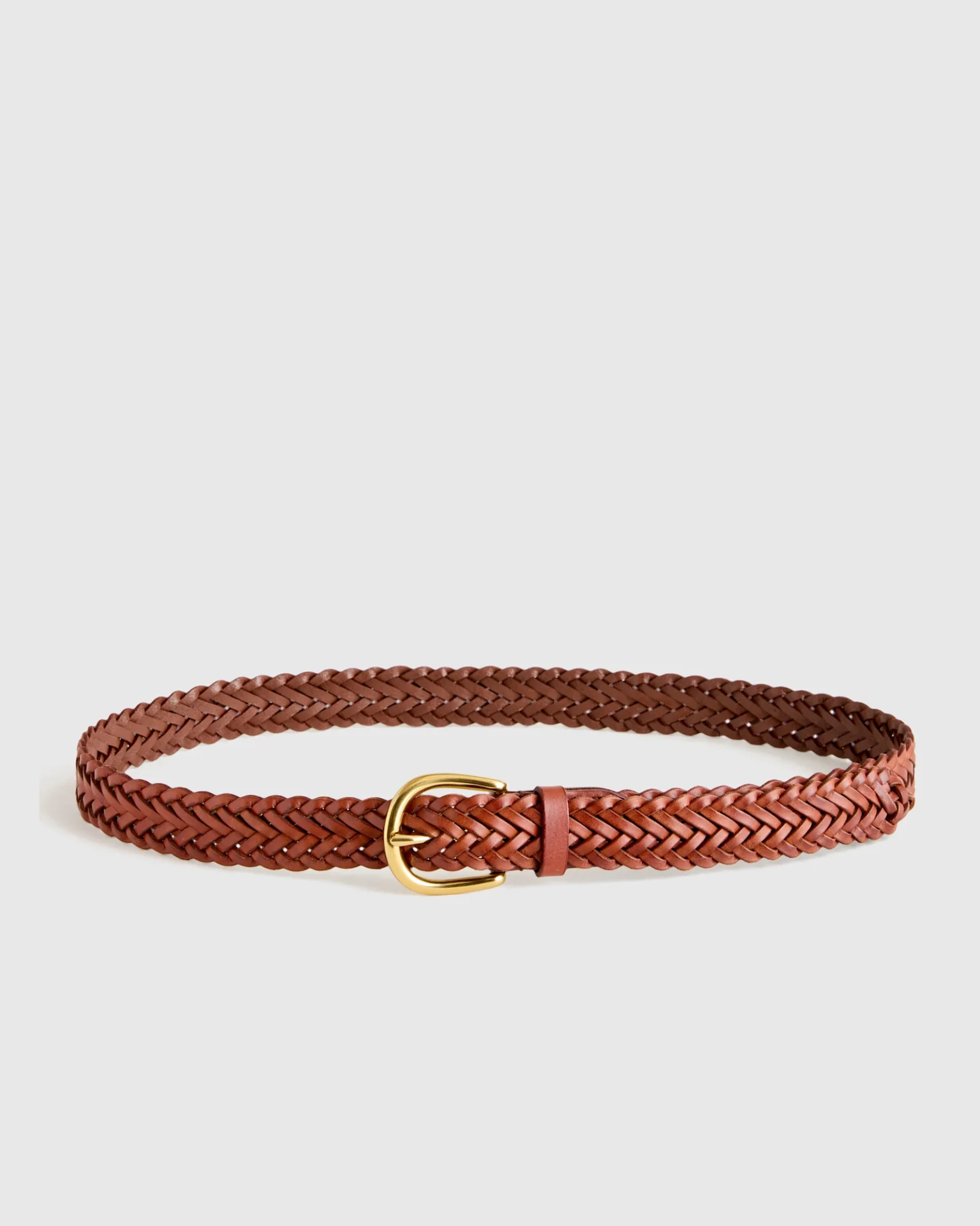 Josie European Leather Braided Belt (Saddle)