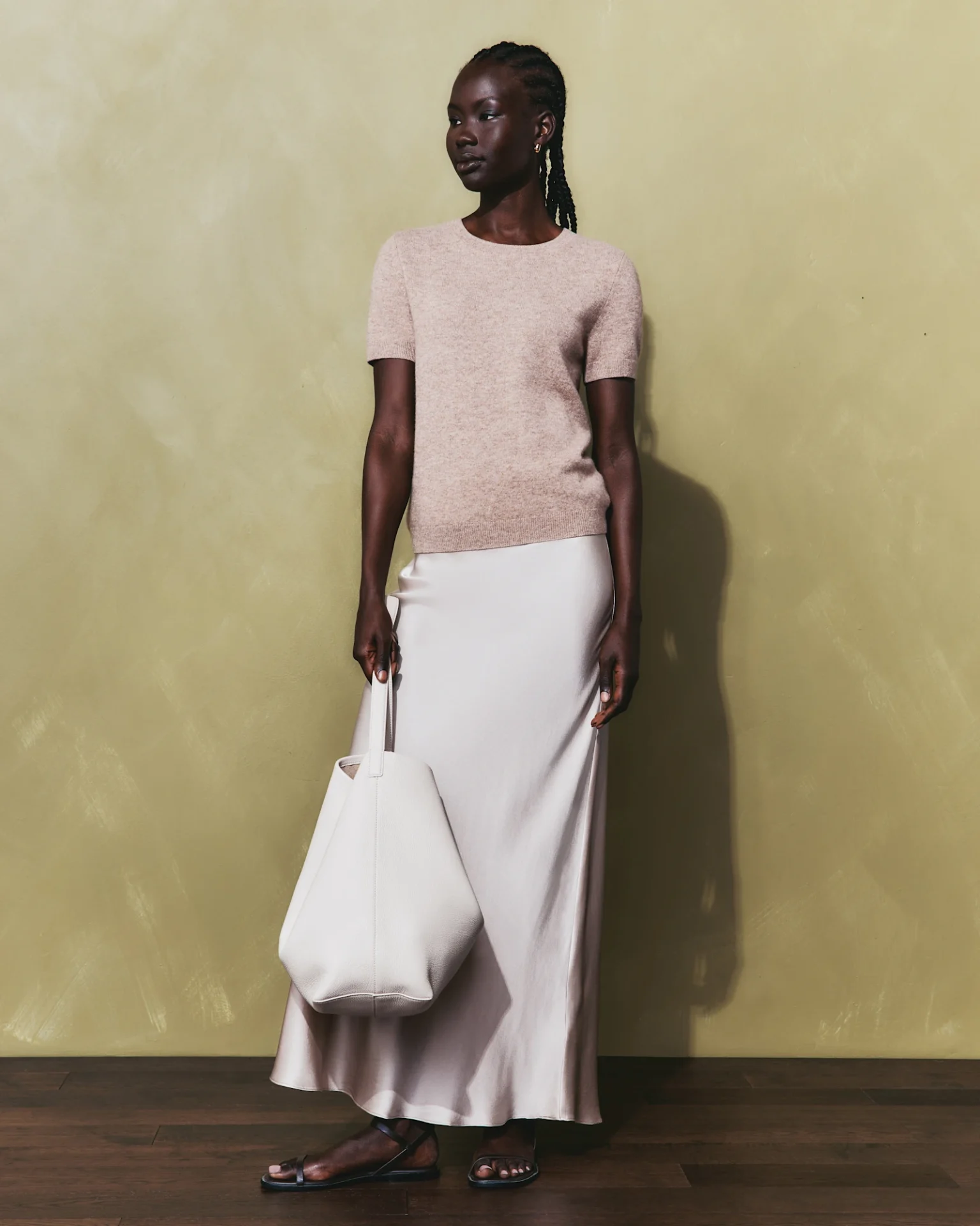 100% Washable Silk Maxi Skirt (Champagne)