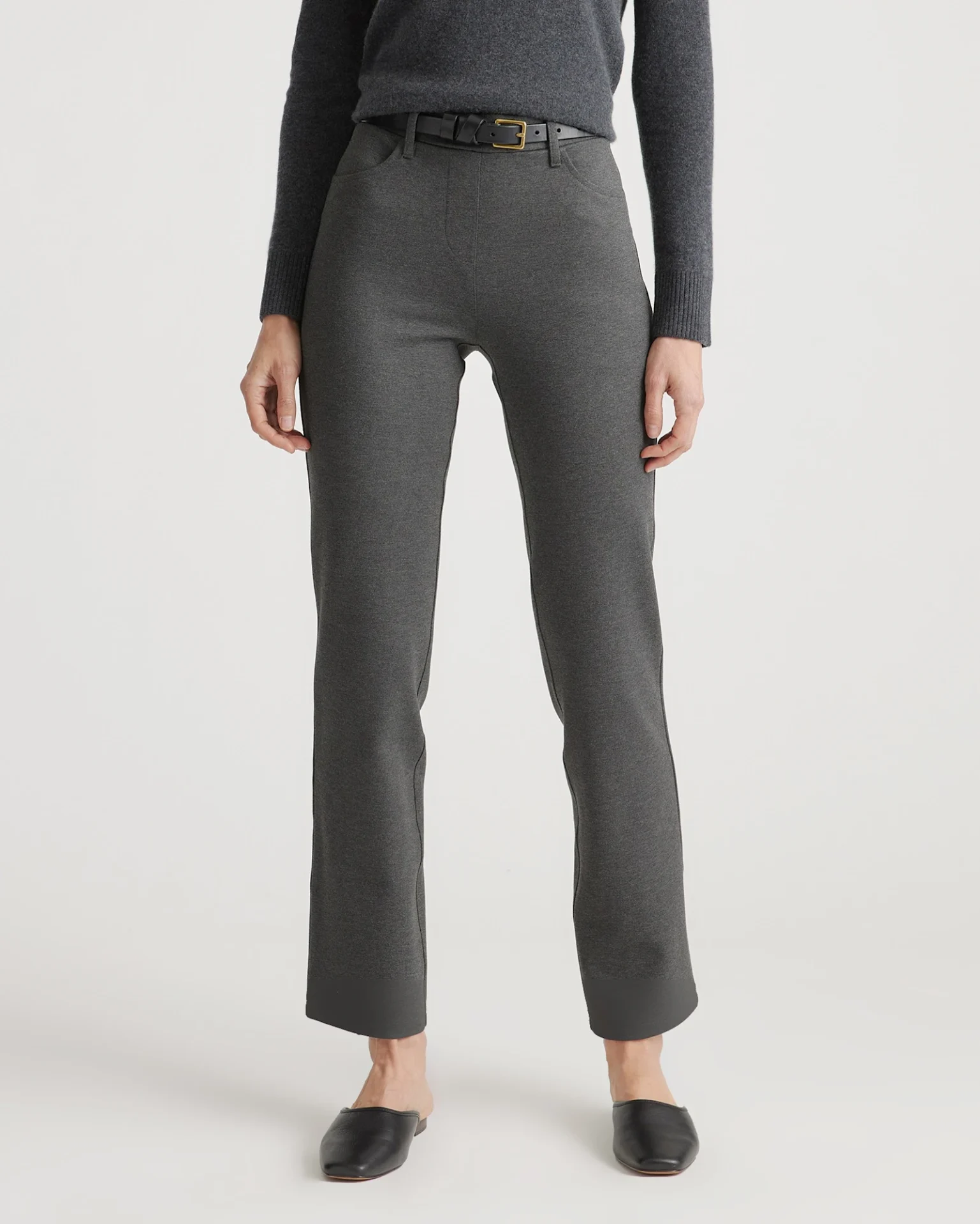 Ultra-Stretch Ponte Straight Leg 4-Pocket Pants (Charcoal)