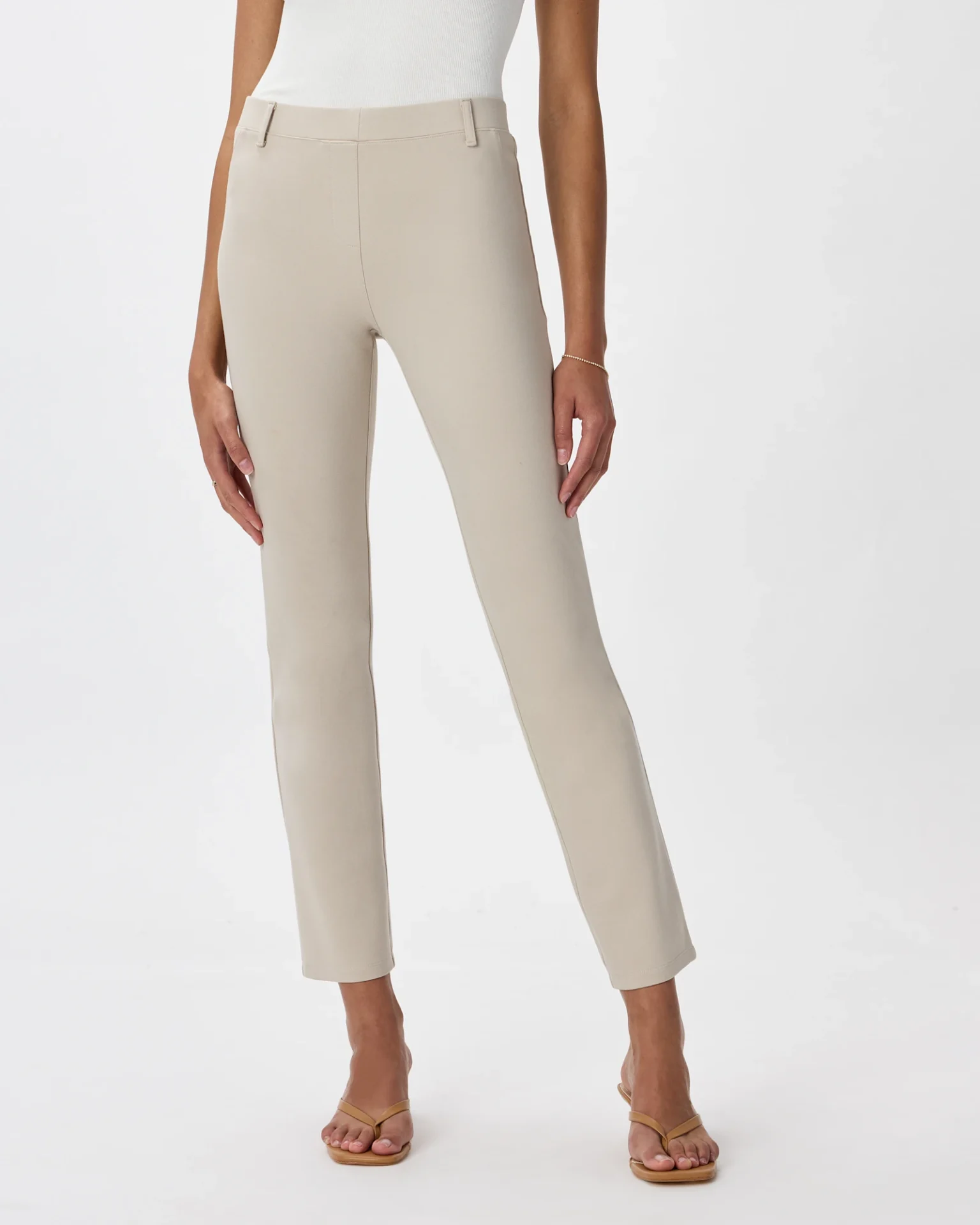 Ultra-Stretch Ponte Straight Leg Pants (Ecru)