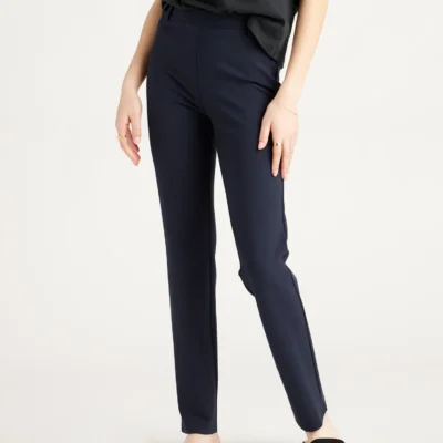 Ultra-Stretch Ponte Straight Leg Pants (Navy)