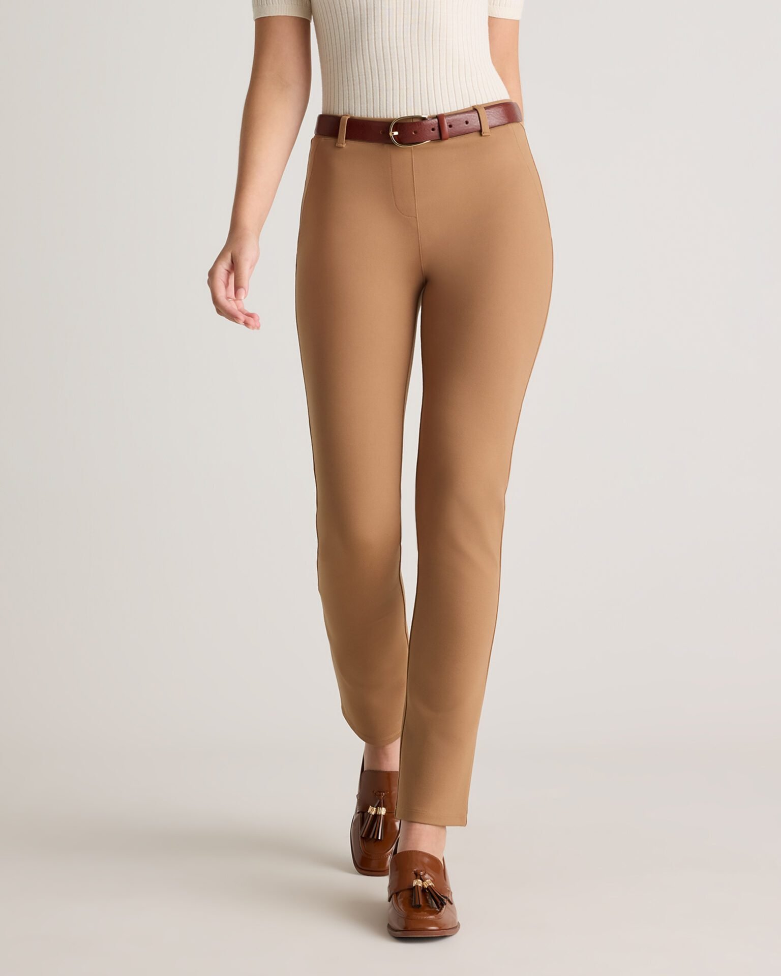 Ultra-Stretch Ponte Straight Leg Pants (Roasted Pecan)
