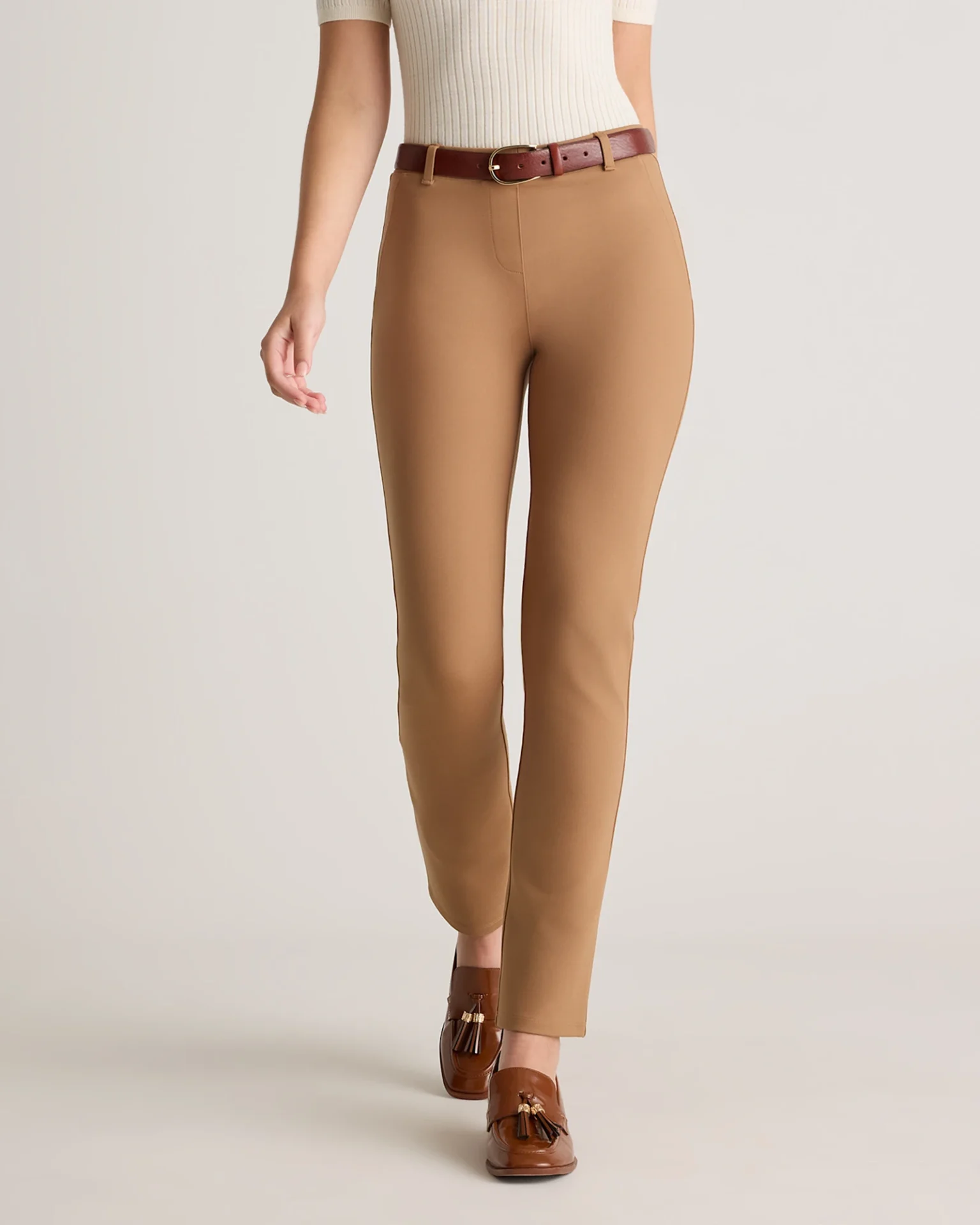 Ultra-Stretch Ponte Straight Leg Pants (Roasted Pecan)