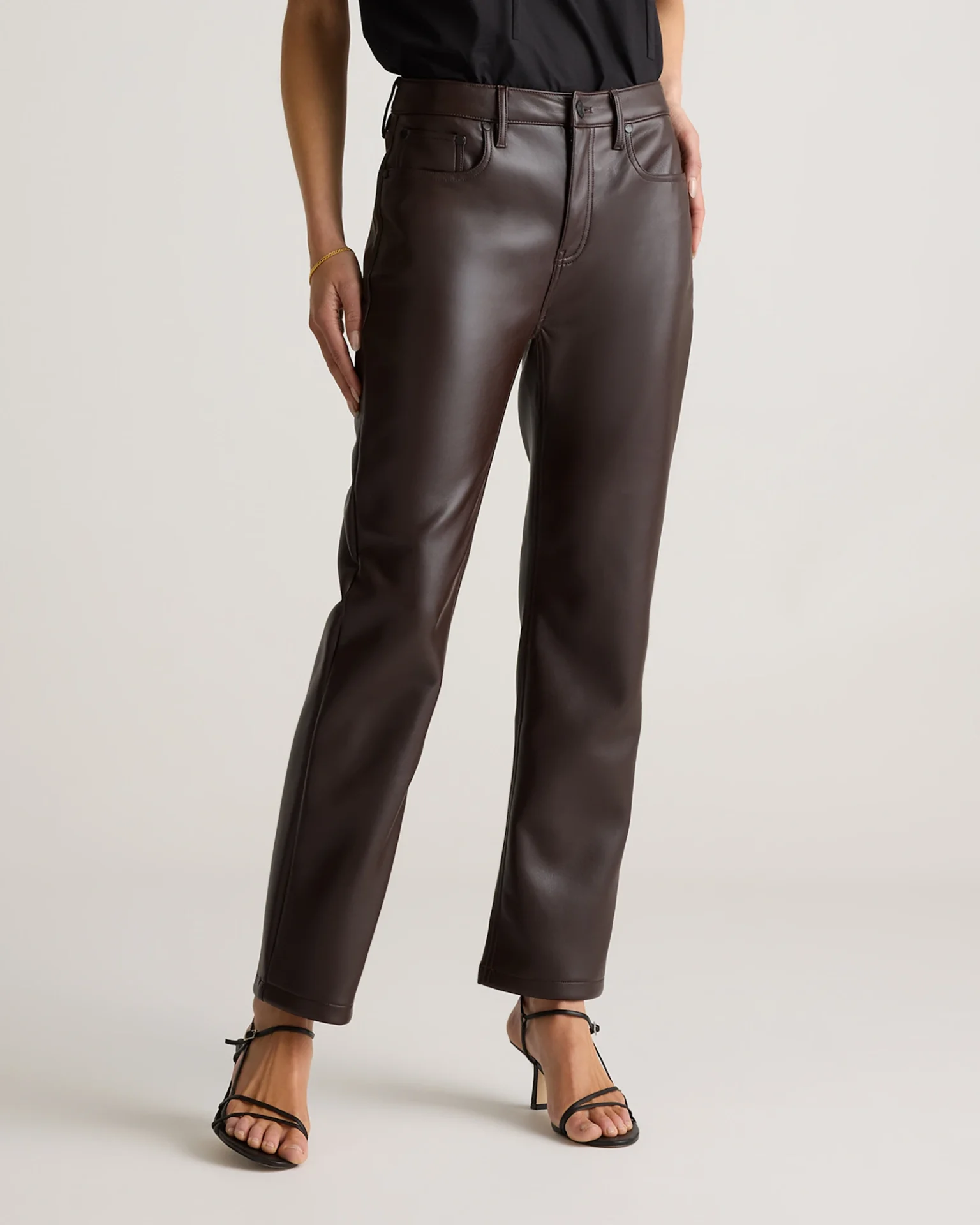 Vegan Leather Straight Leg Pants (Espresso)
