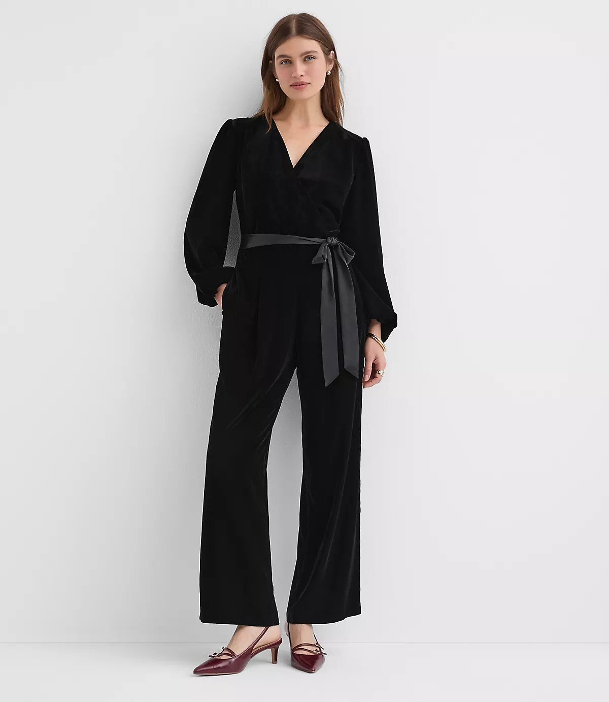 Velvet Wrap Jumpsuit (Black)