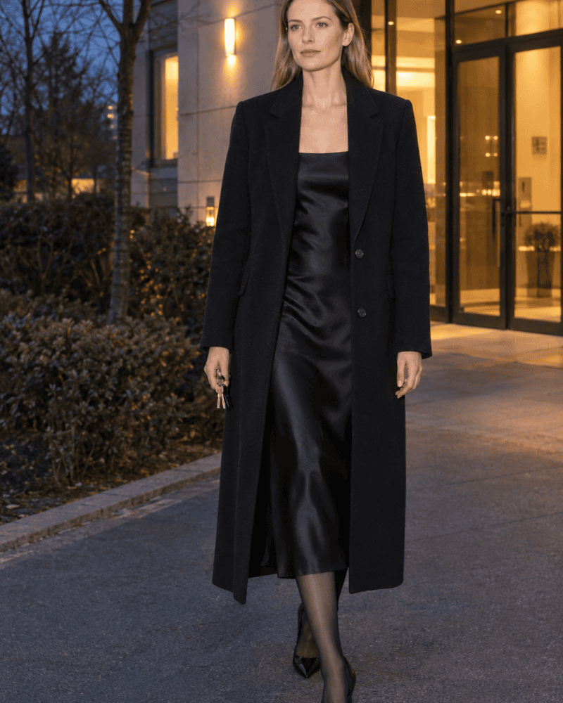 Black Coat, Silk Slip