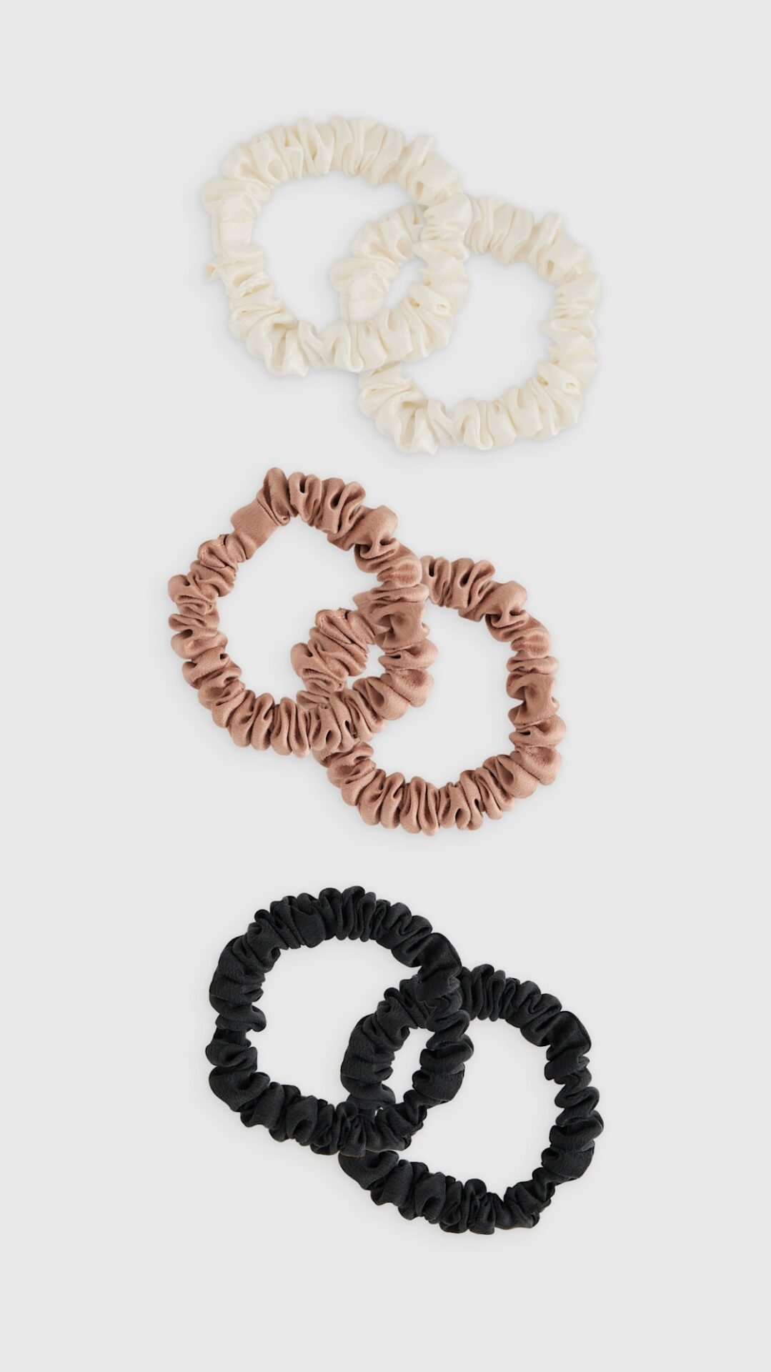 100% Washable Silk Skinny Scrunchies
