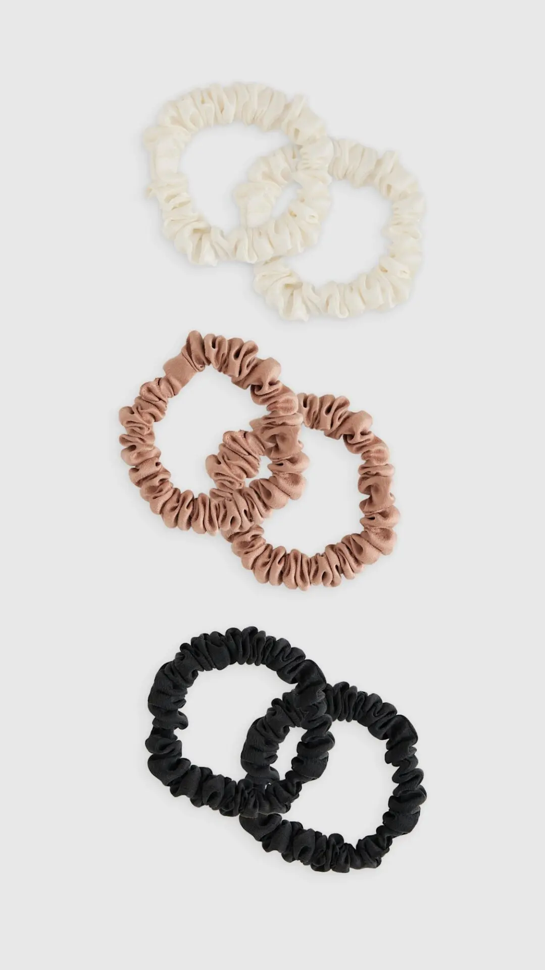 100% Washable Silk Skinny Scrunchies
