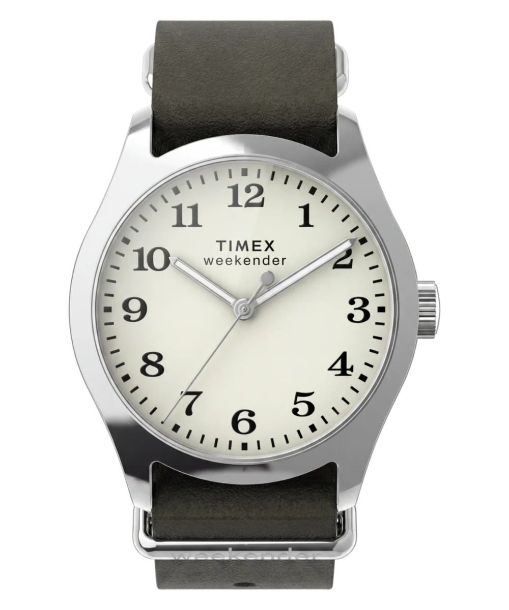 Timex Weekender New England 34mm Leather Strap Watch