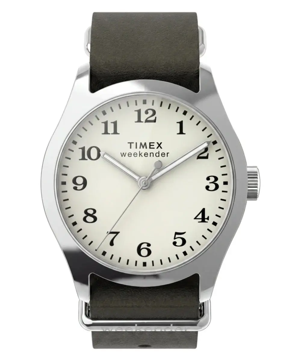 Timex Weekender New England 34mm Leather Strap Watch