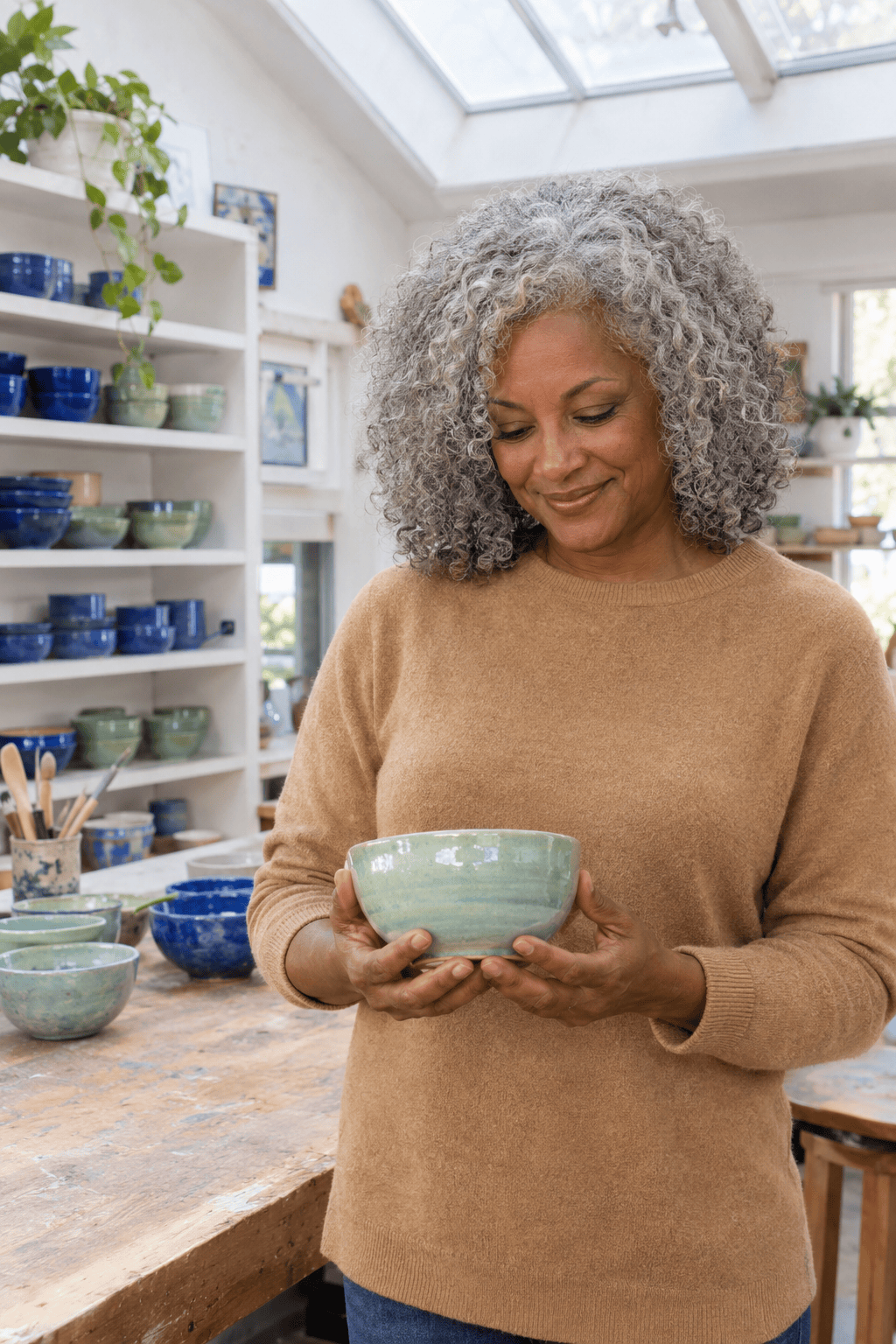 hairstyles for women over 60: shoulder-length defined natural silver curls cut in shape