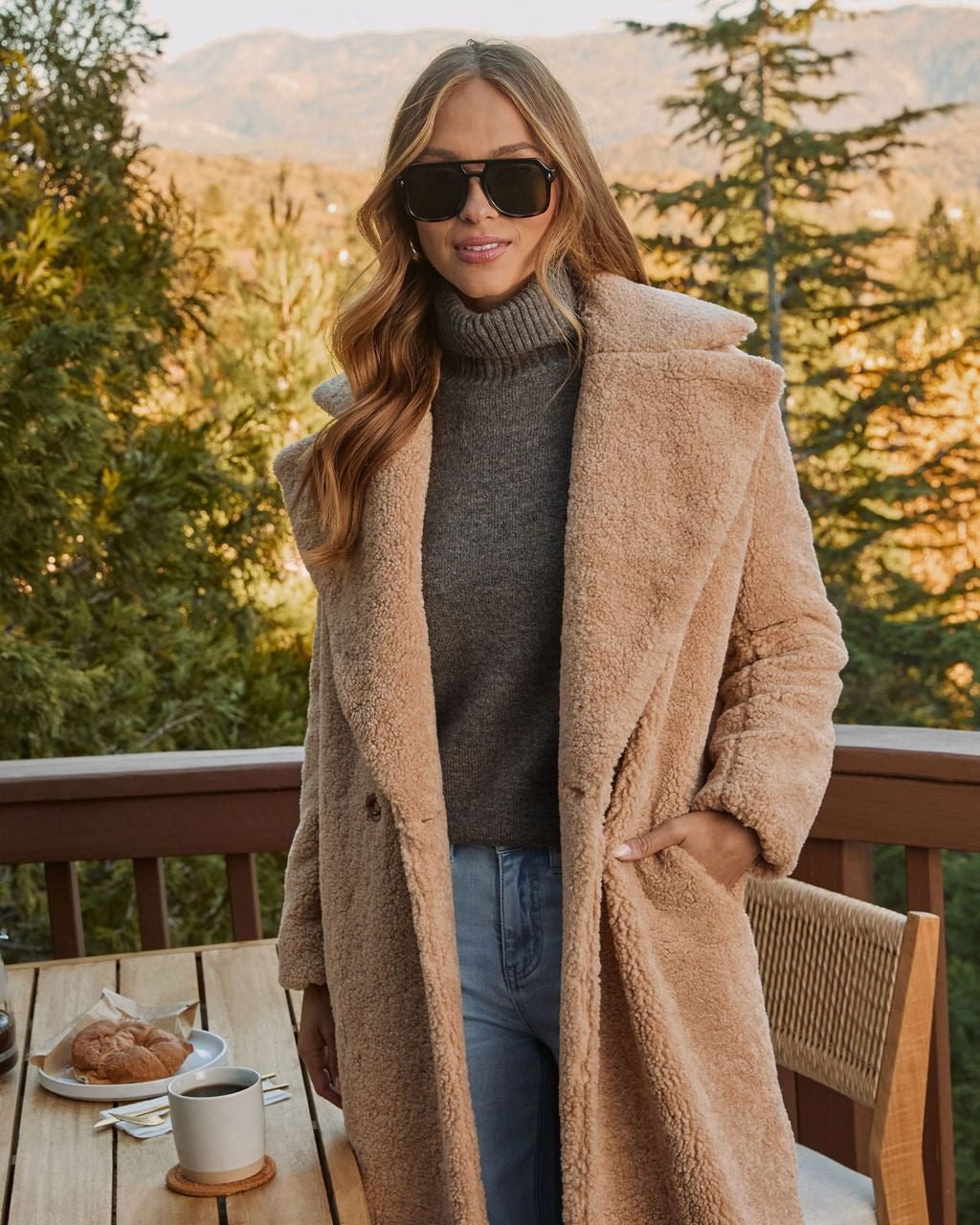 Yulissa Pocketed Teddy Coat (Latte)