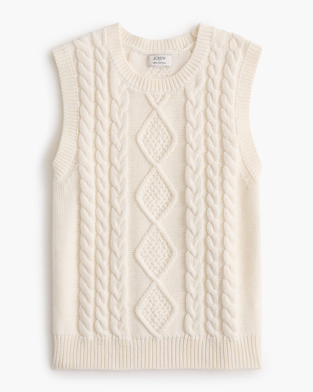 100% Cotton Cable-Knit Sweater-Vest (Ivory)