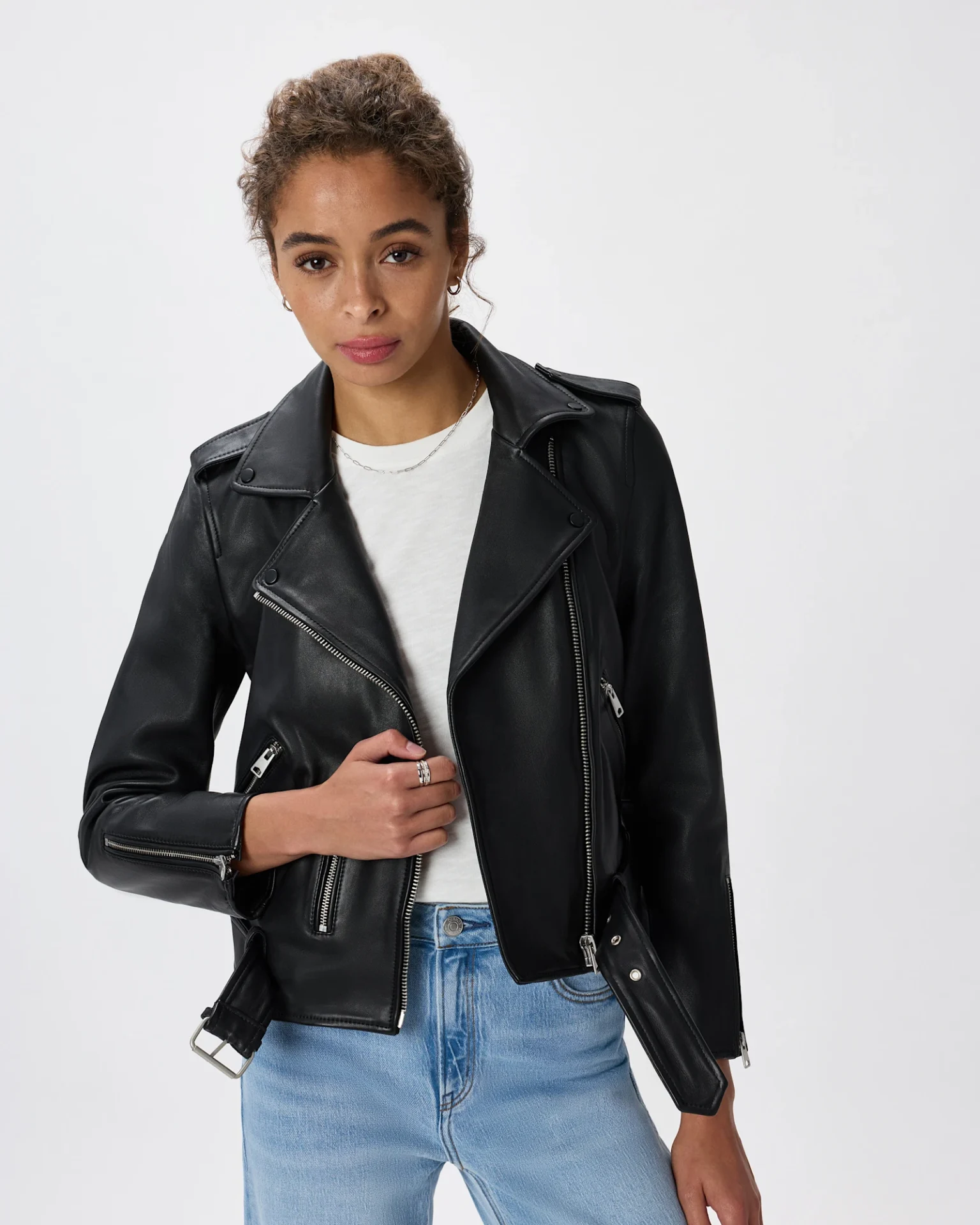 100% Leather Motorcycle Jacket (True Black)