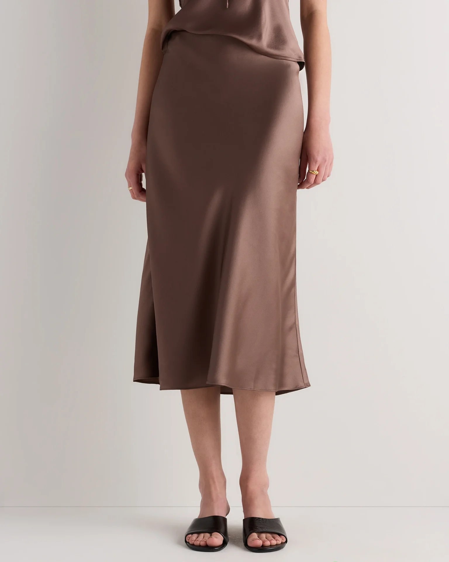 100% Washable Silk Skirt (Mink Taupe)