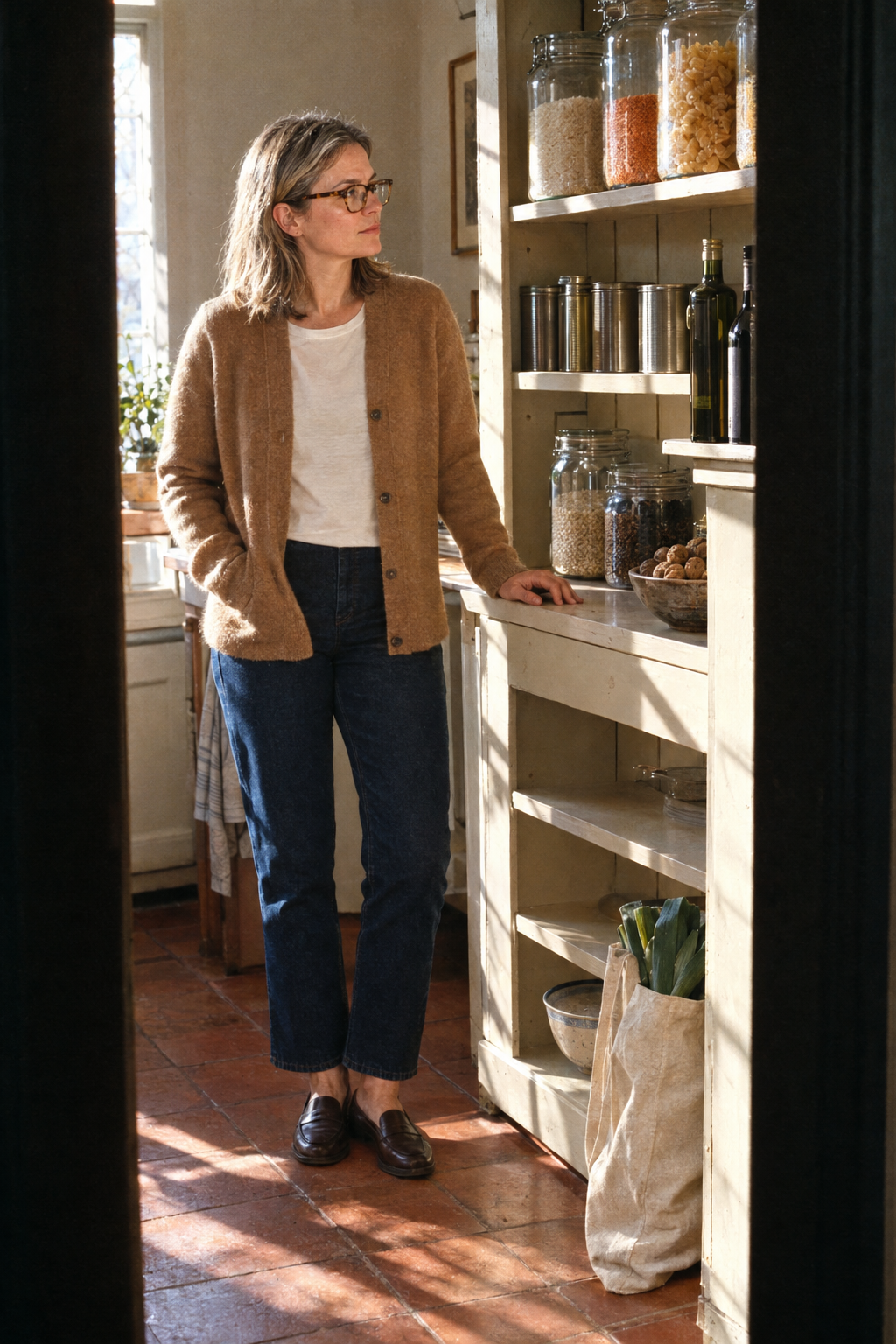 old money habit: a stocked pantry with olive oil and wine for unexpected guests