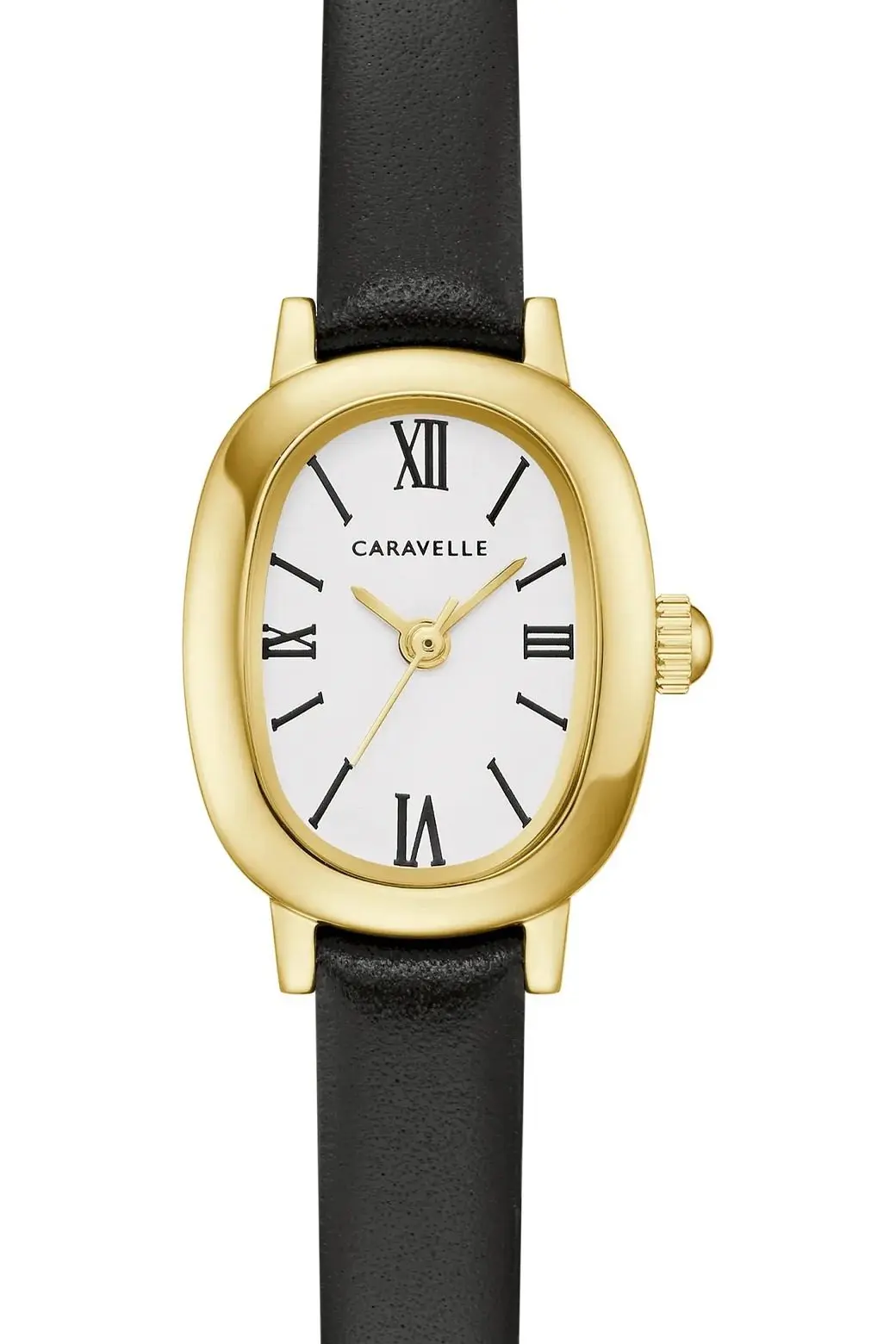 Caravelle Vintage Classic White Dial Leather Strap Watch 44L269