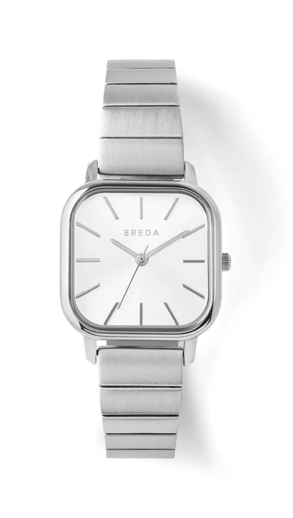 Esther Square Metal Watch, Silver/Ivory