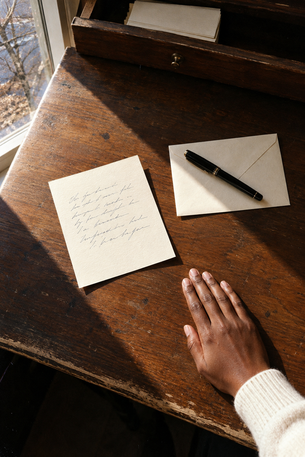 old money habit: writing a handwritten thank-you note on plain stationery