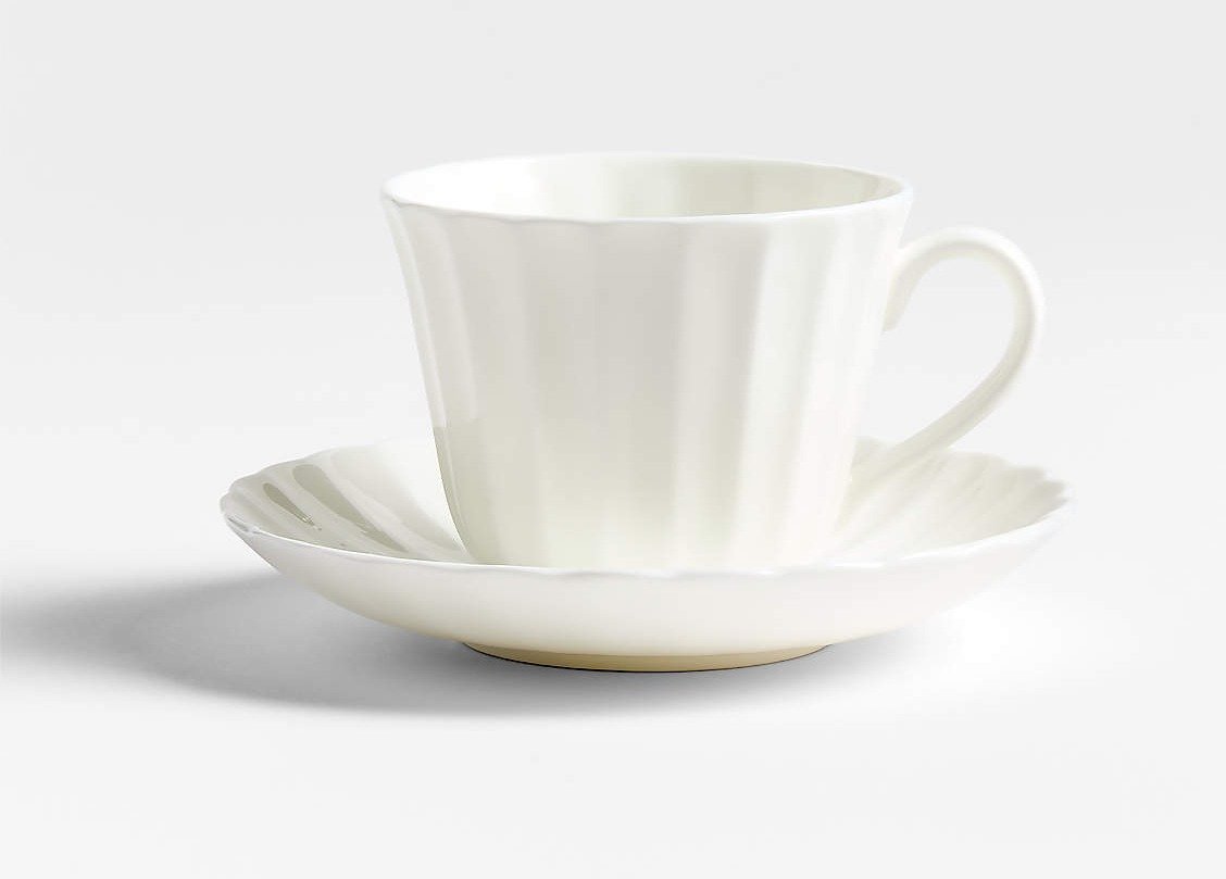 Capella White Bone China Mug with Saucer