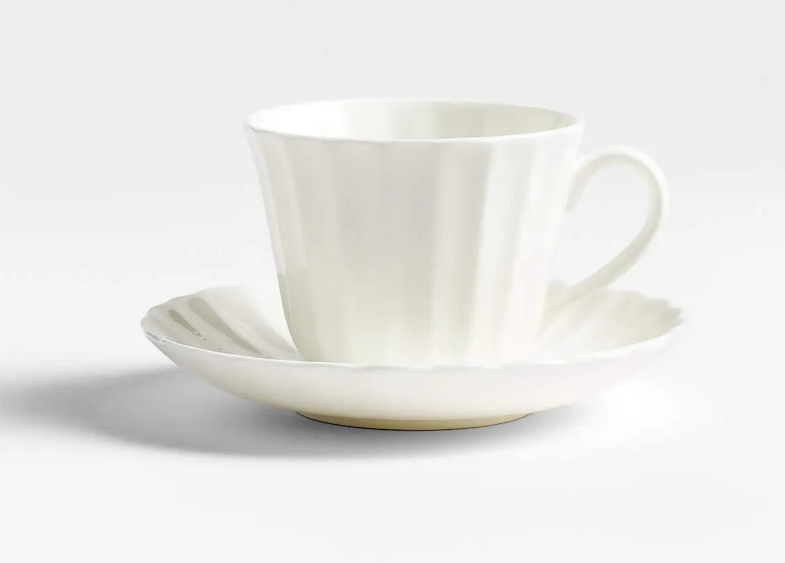 Capella White Bone China Mug with Saucer