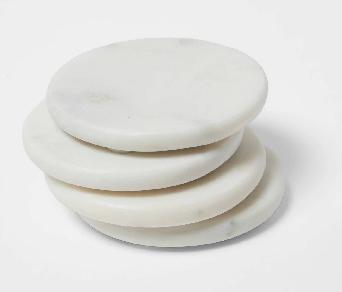 Threshold 4pk Marble Coasters White