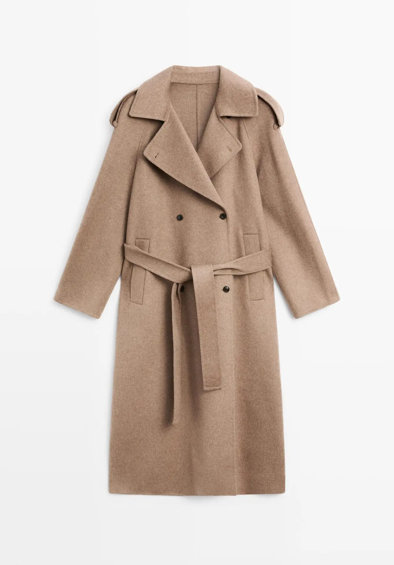 Long wool blend trench coat