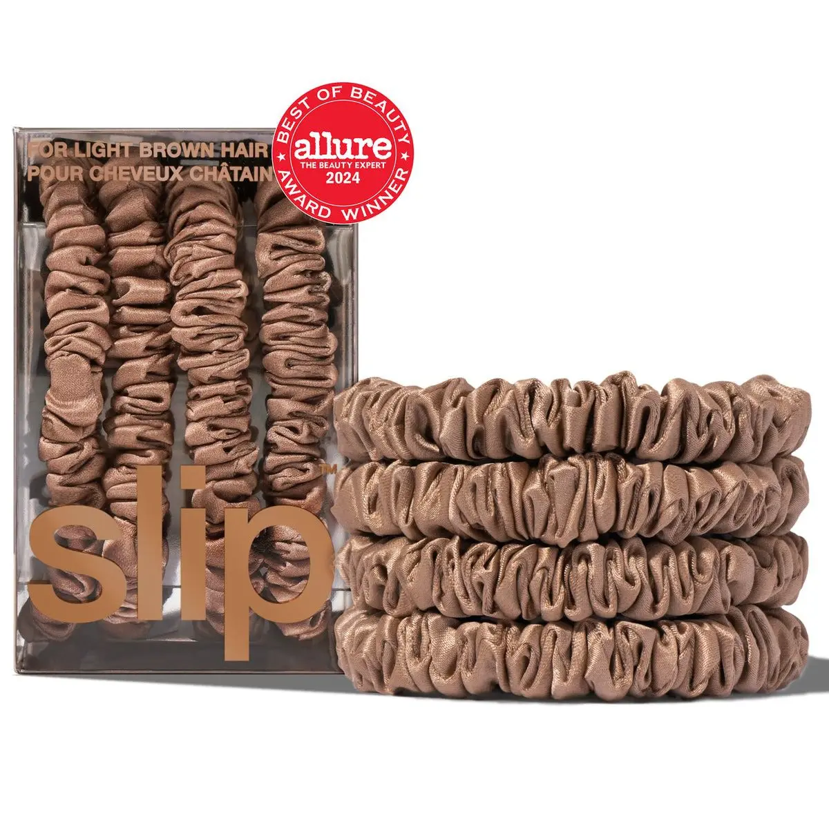 Back to Basics Skinny Scrunchies, Set of 4 (Light Brown)