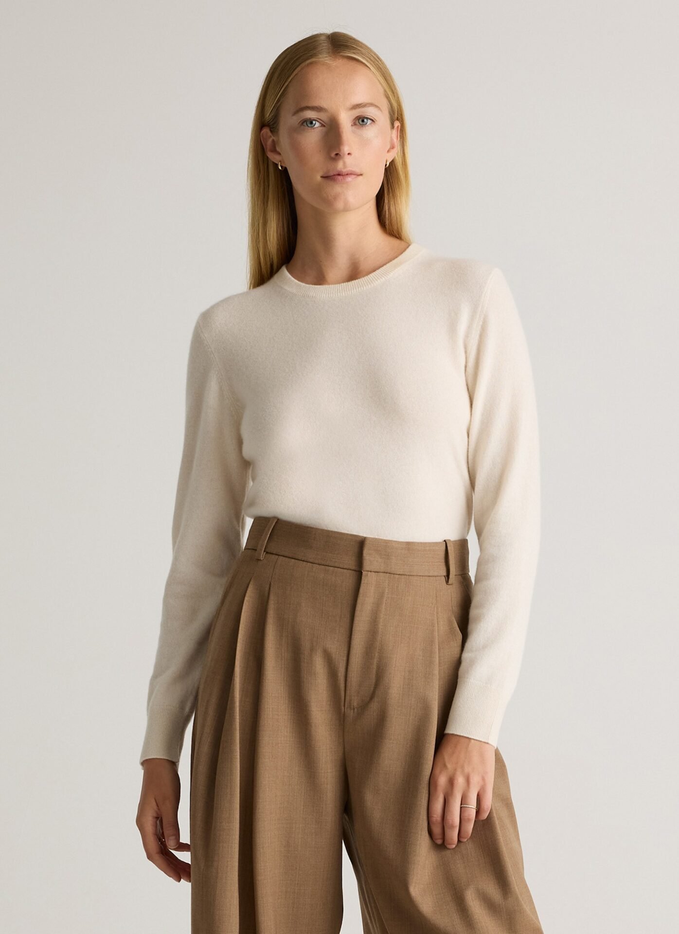 Mongolian Cashmere Crewneck Sweater (Ivory)