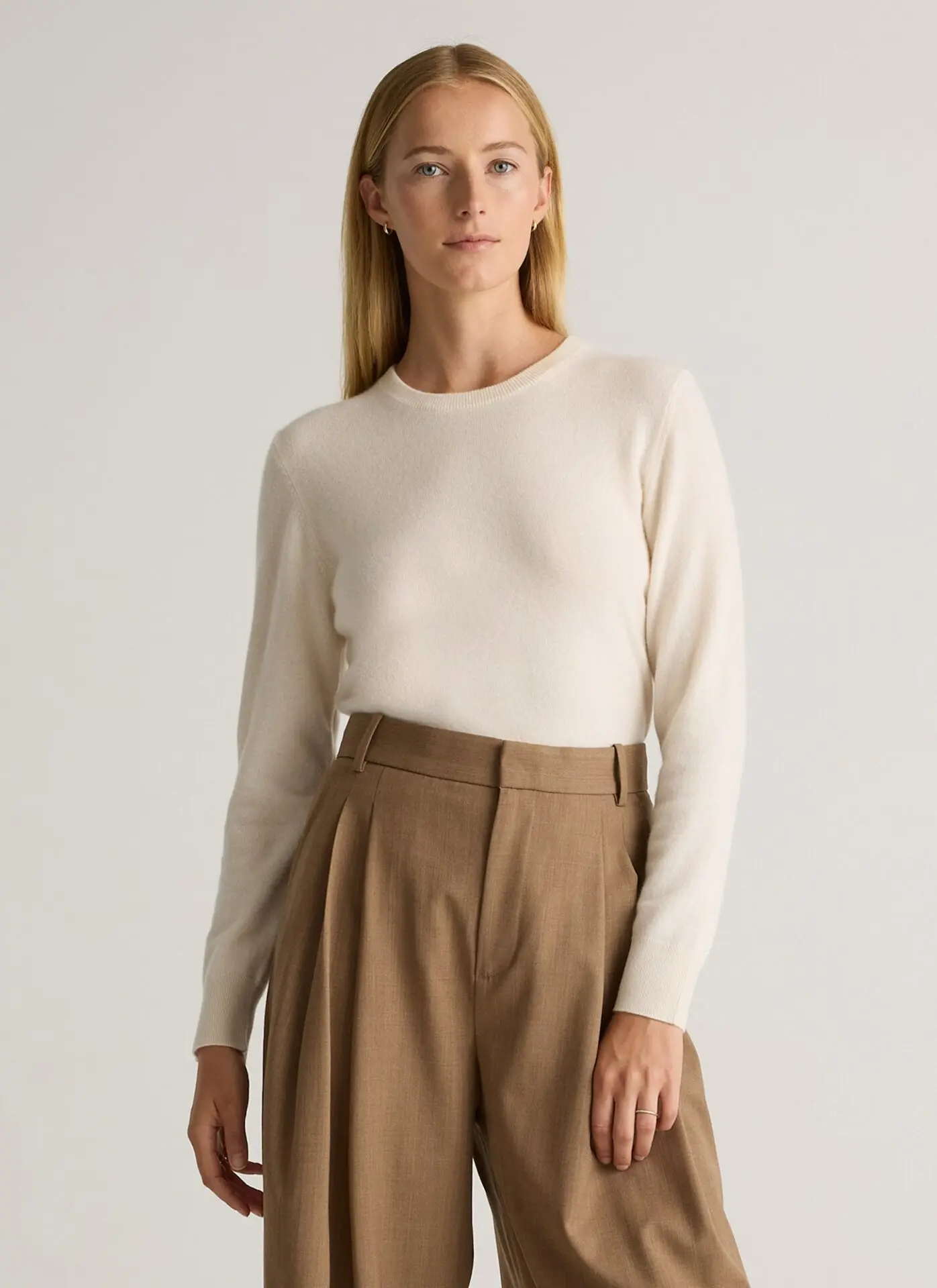 Mongolian Cashmere Crewneck Sweater (Ivory)