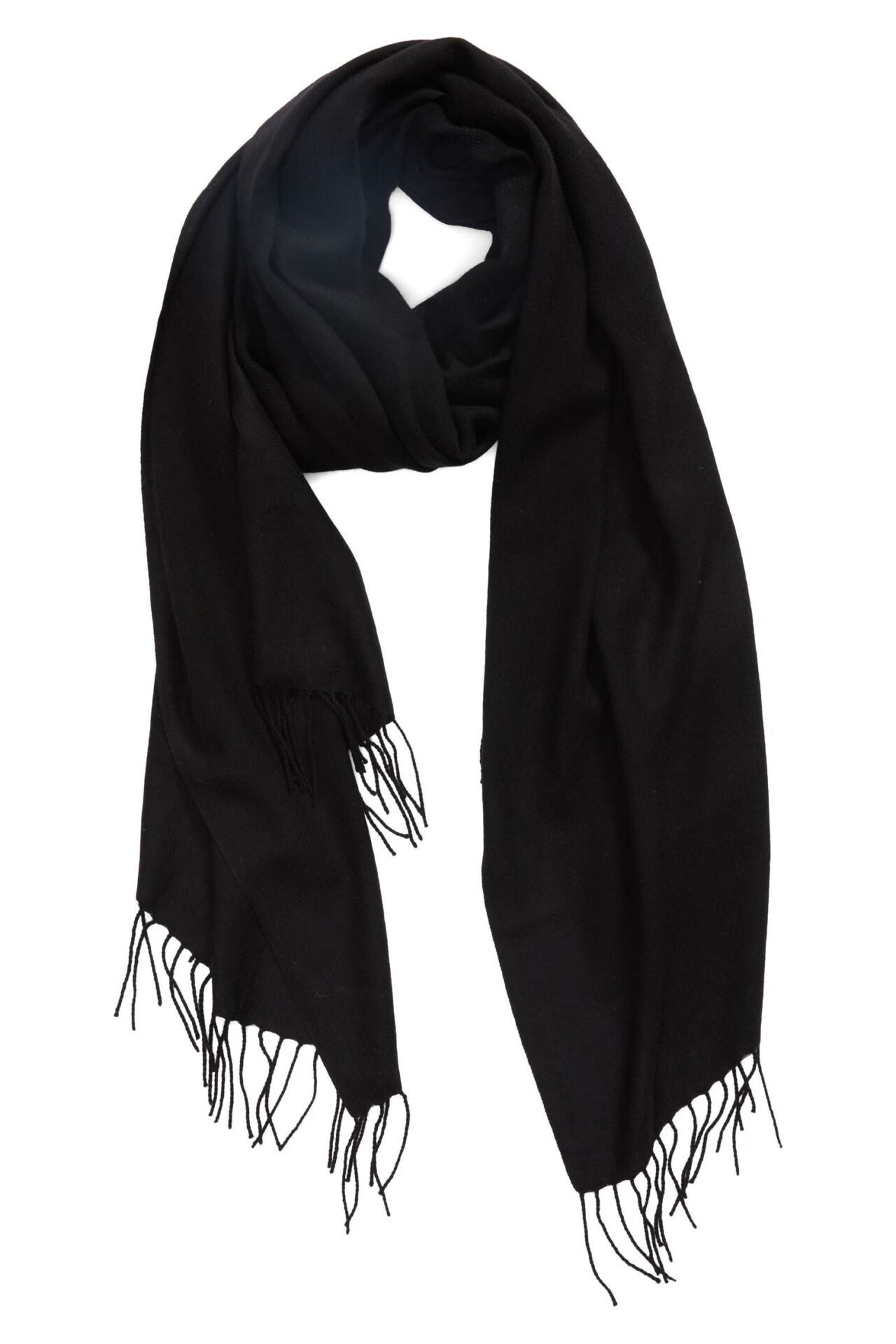 Tissue Weight Wool & Cashmere Scarf (Black)