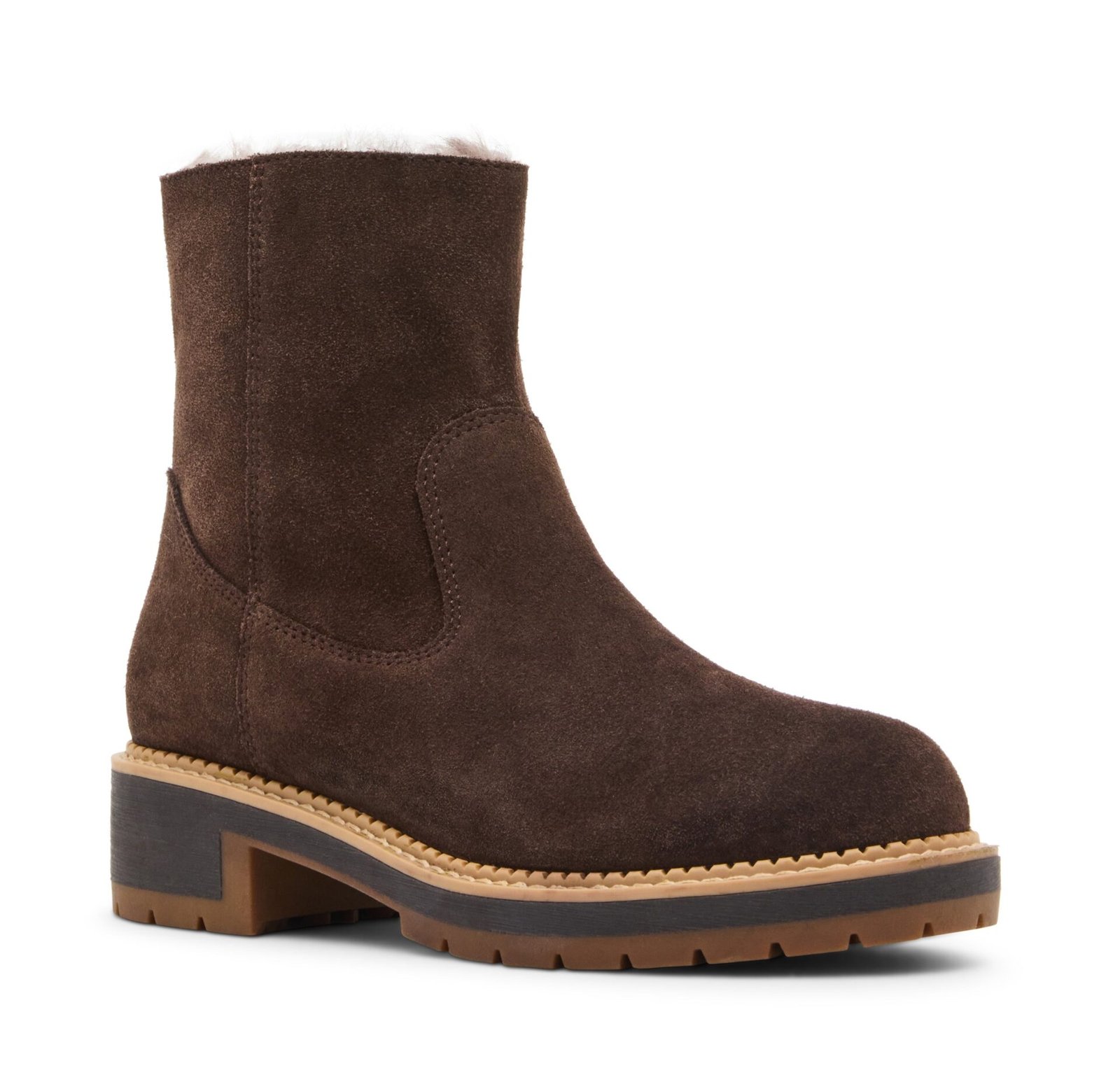 Nappa Faux Fur Lined Waterproof Suede Bootie (Java Suede)